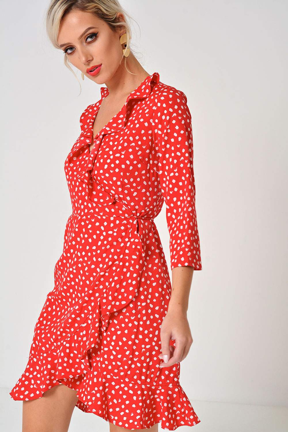ufuldstændig fungere chikane Vero Moda Henna Polka Dot Wrap Dress in Red | iCLOTHING - iCLOTHING