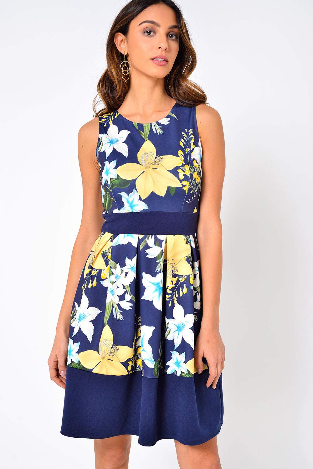 Diva Sadie Floral Skater Dress In Navy Iclothing Iclothing 0251