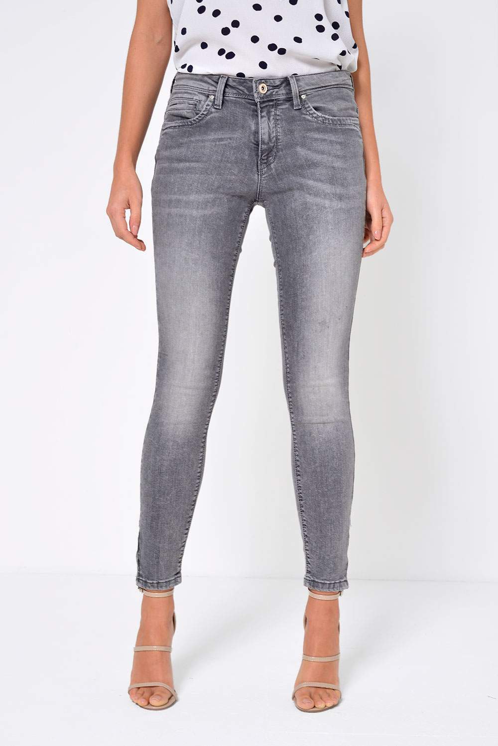 Only Kendell Regular Ankle Zip Jeans in Medium Grey | iCLOTHING - iCLOTHING