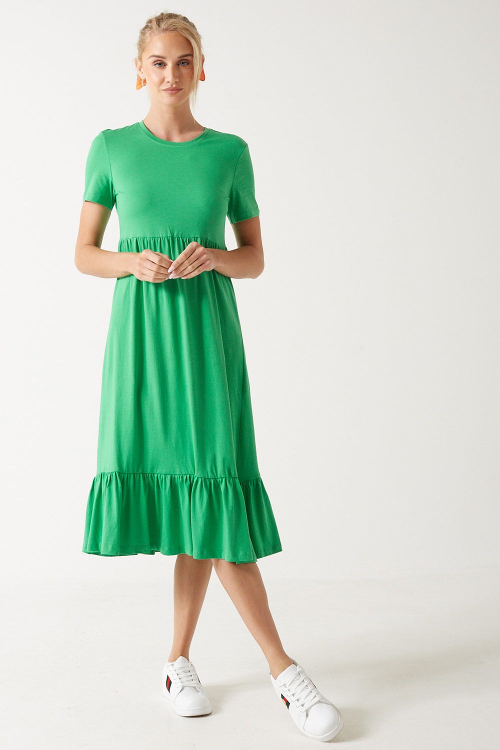 Only May S/S Peplum Calf Dress in Green | iCLOTHING - iCLOTHING | Sommerkleider