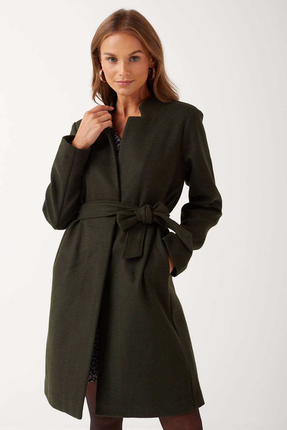 Only Victoria Soho Wrap Coatigan in Dark Forest Green | iCLOTHING ...