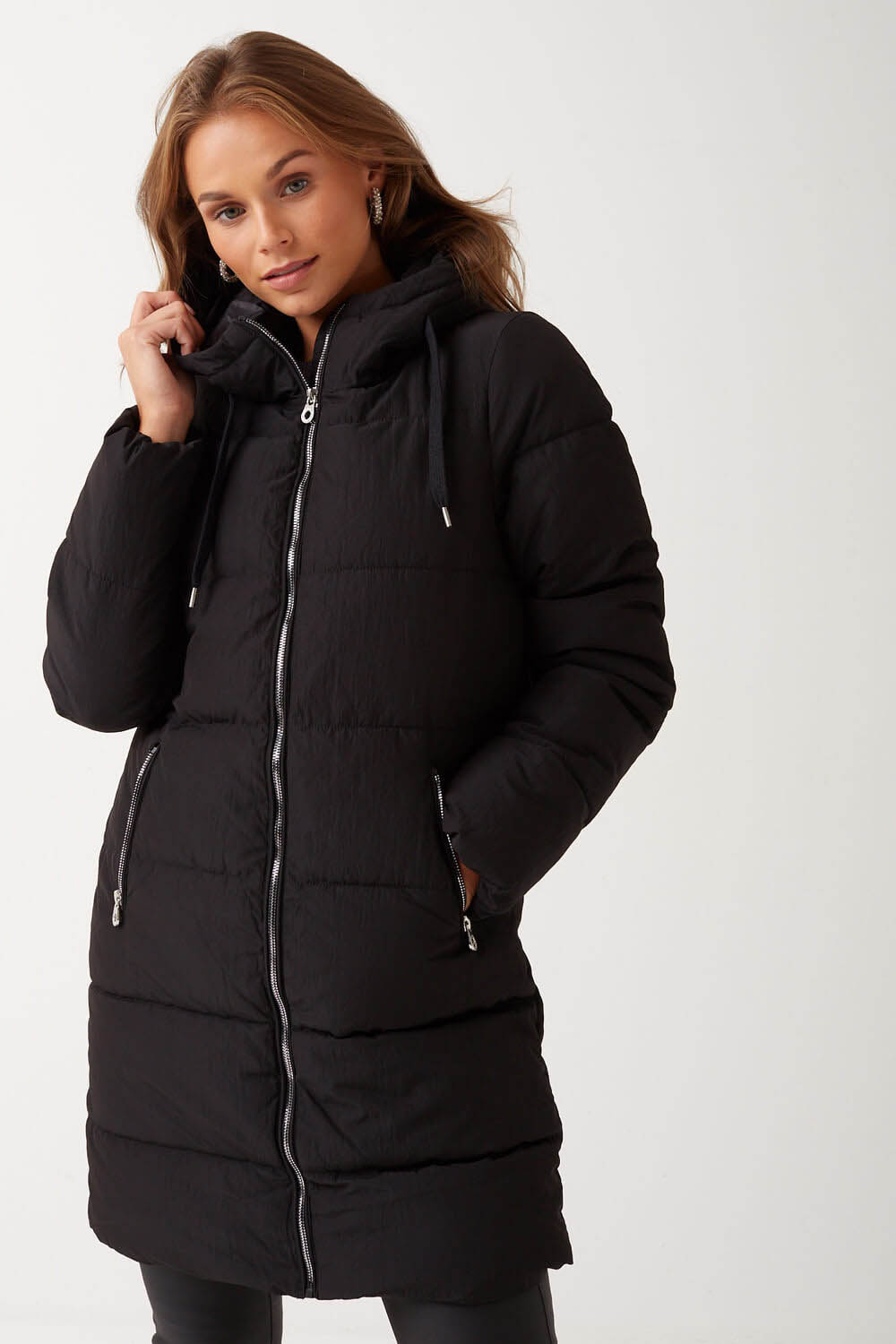Only Dolly Long Puffer Jacket in Black | iCLOTHING - iCLOTHING