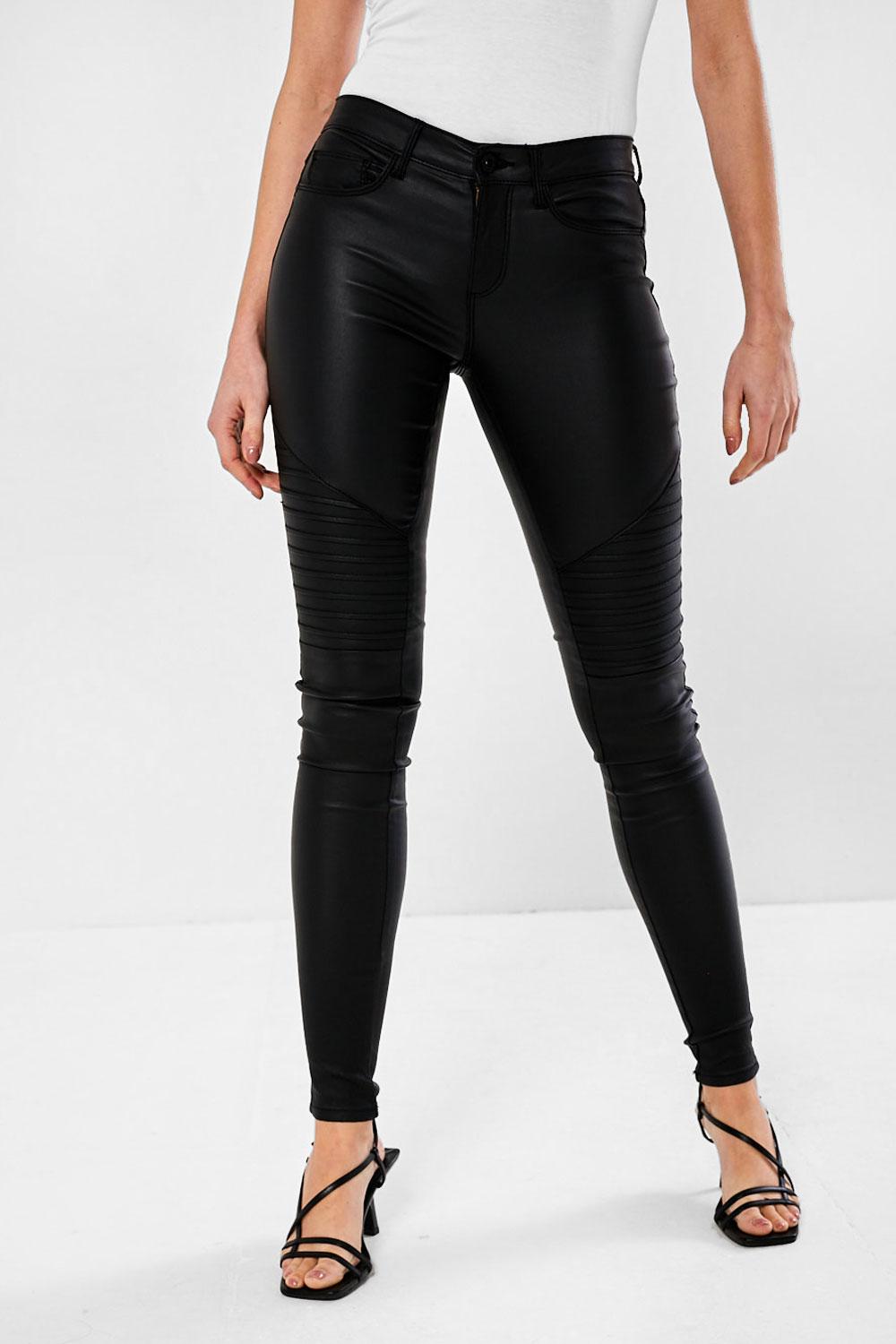 Only Royal Biker Coated Jeans in Black | iCLOTHING - iCLOTHING