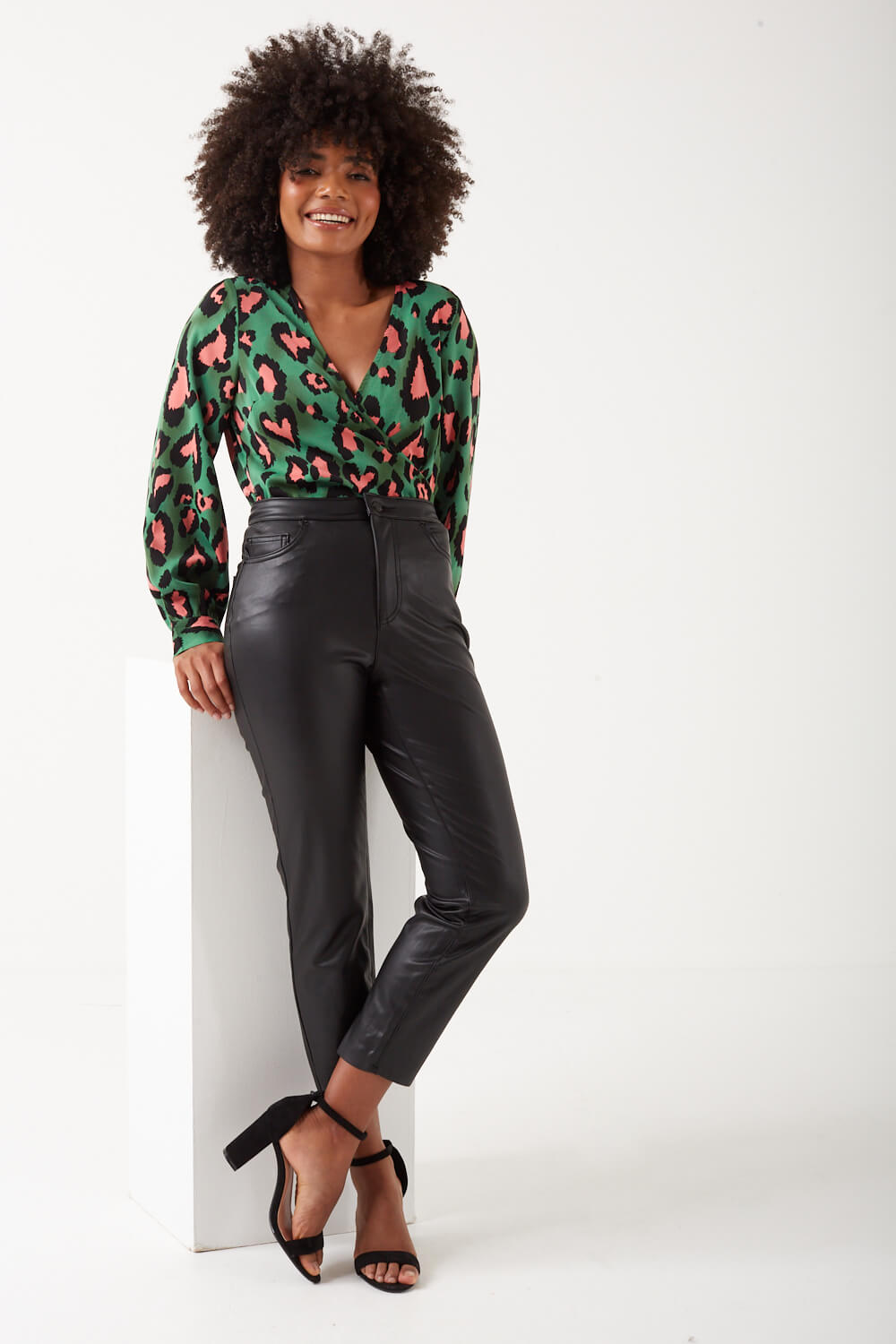 Monsoon Lillian Faux Leather Trousers at John Lewis  Partners