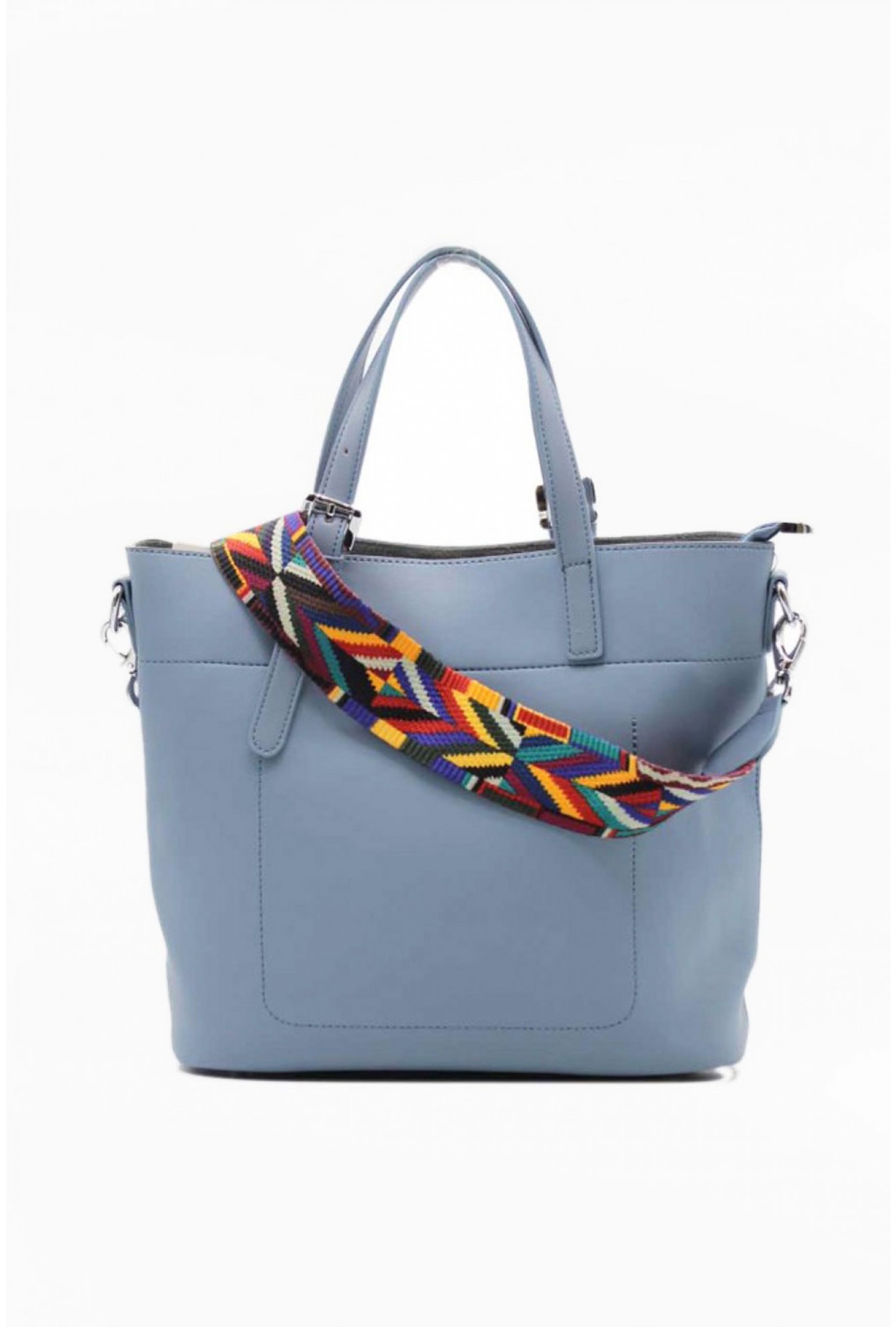 Tom & Eva Oliver Tote Bag with Detachable Strap in Blue | iCLOTHING