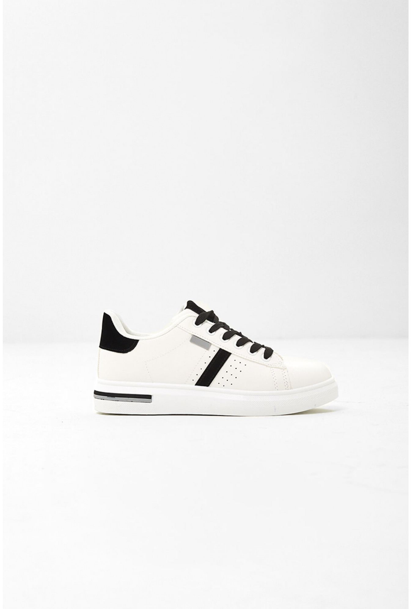 Cali Lace Up Trainers in White and Black