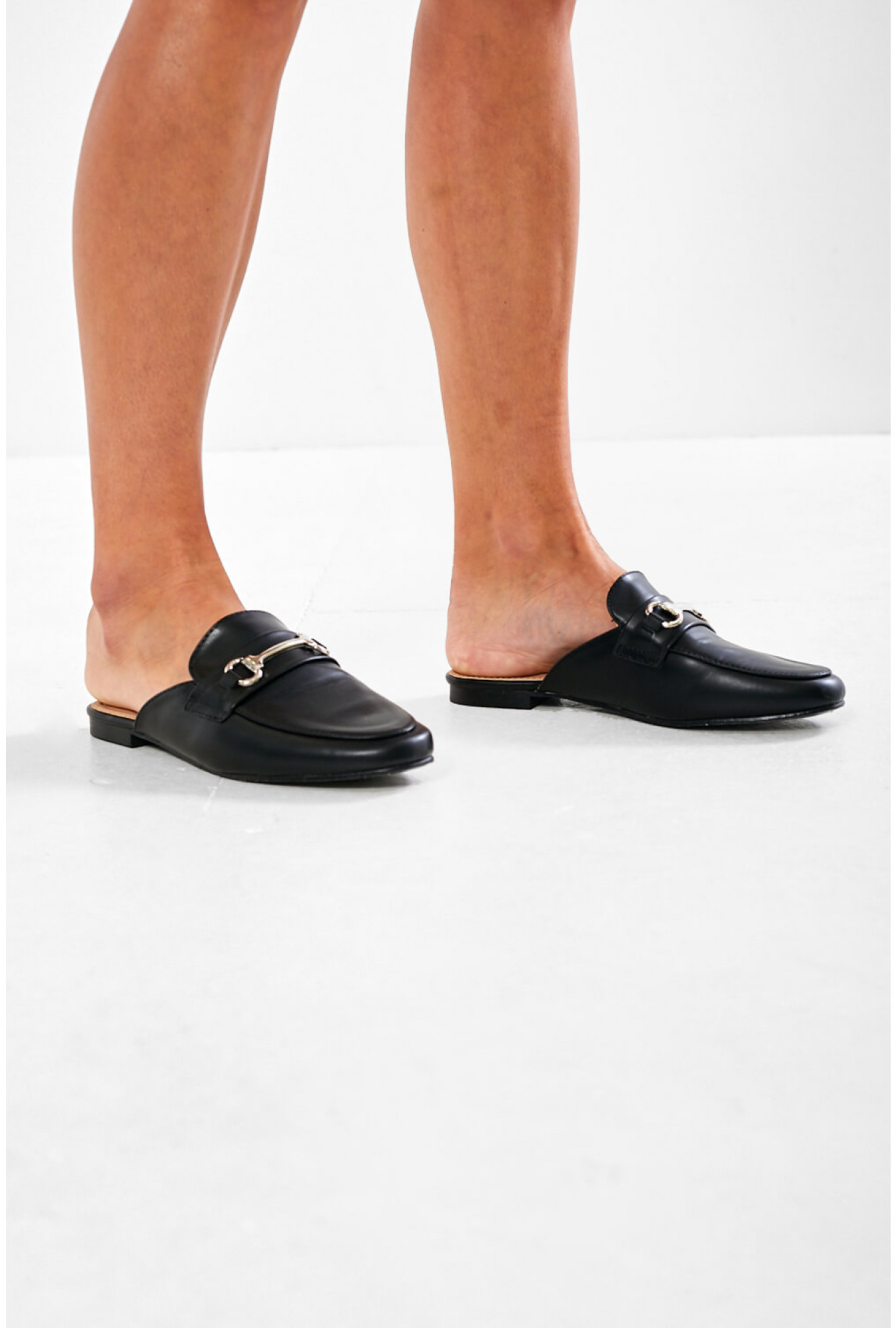 black loafers backless