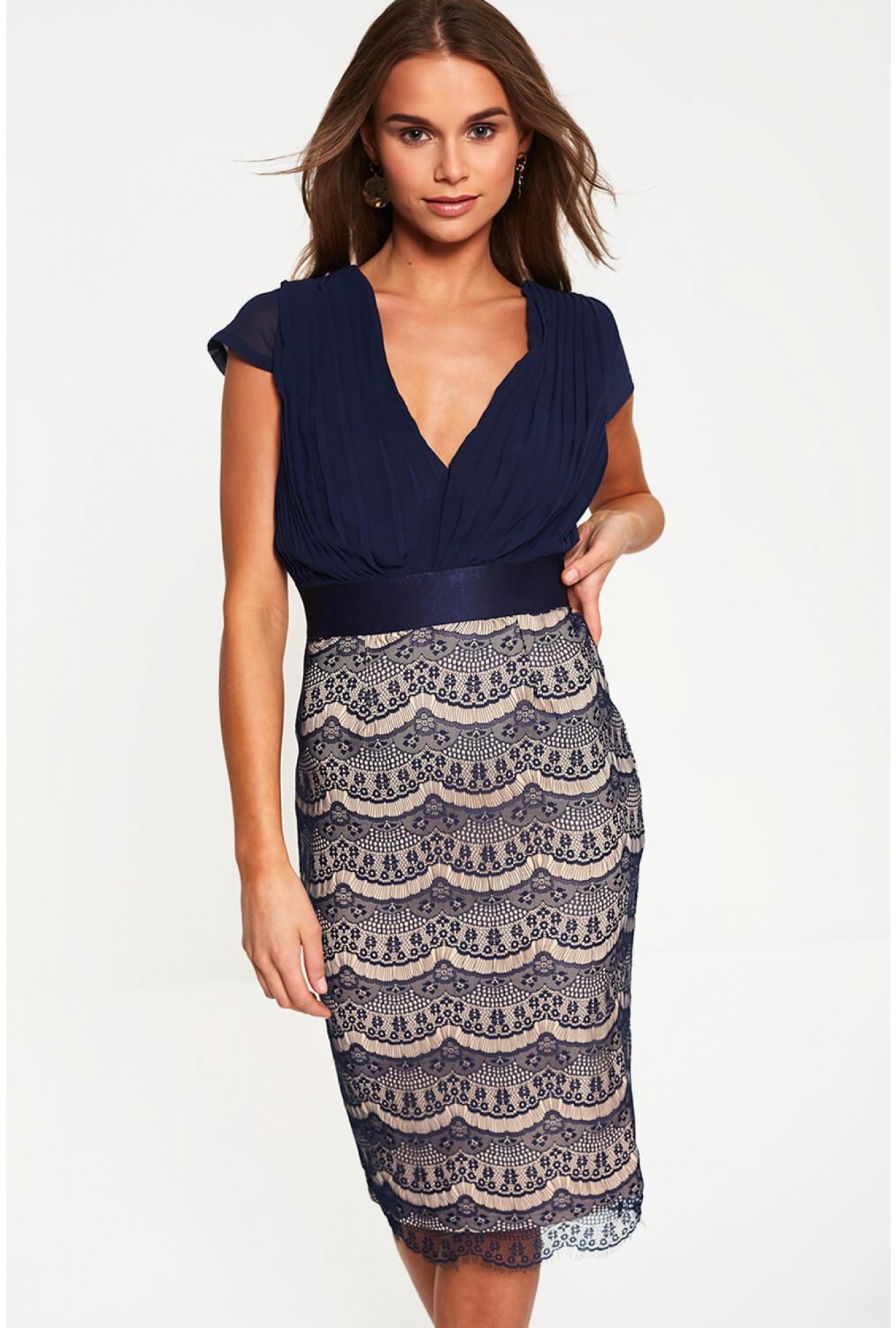 navy lace occasion dress