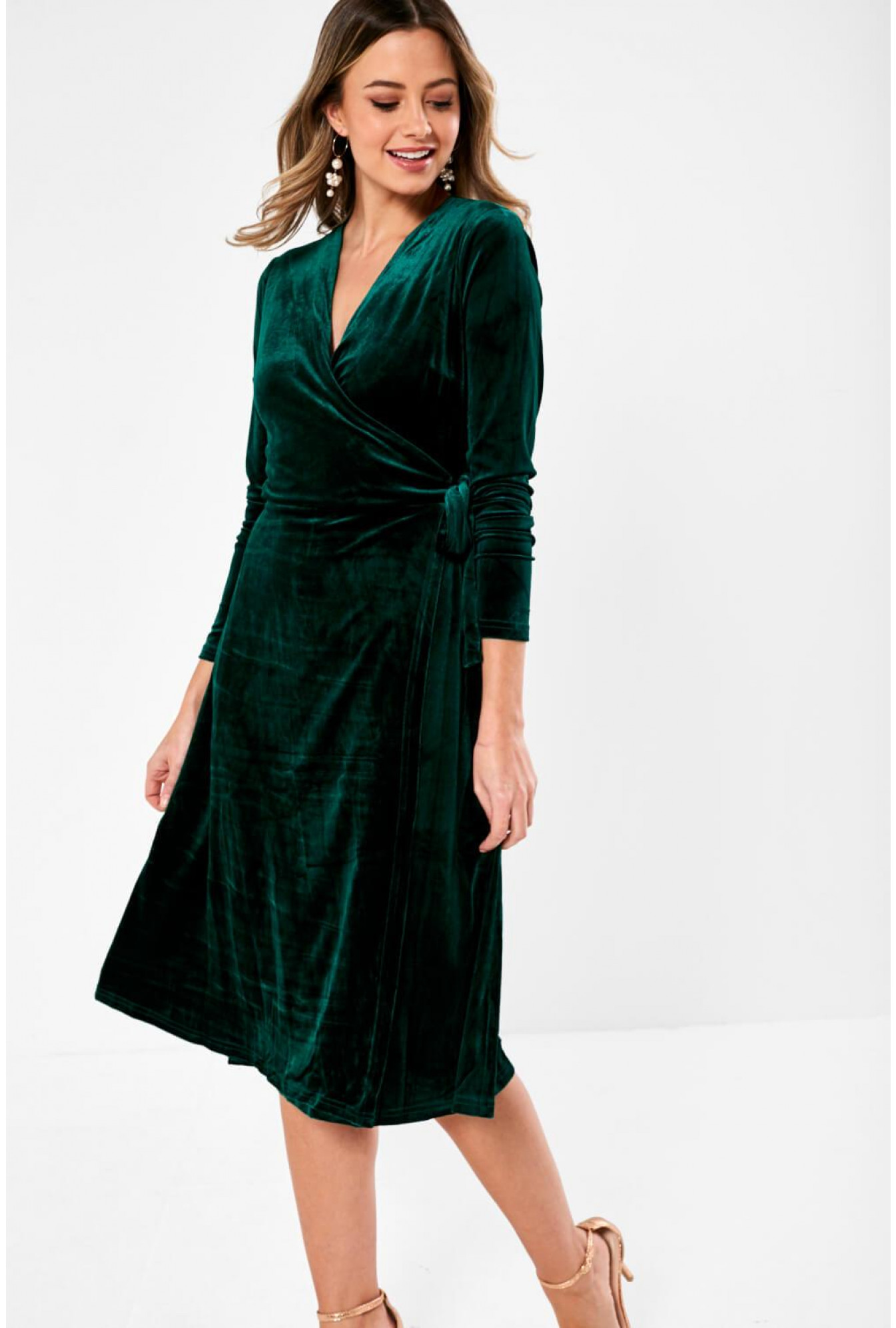green velvet wrap dress zara