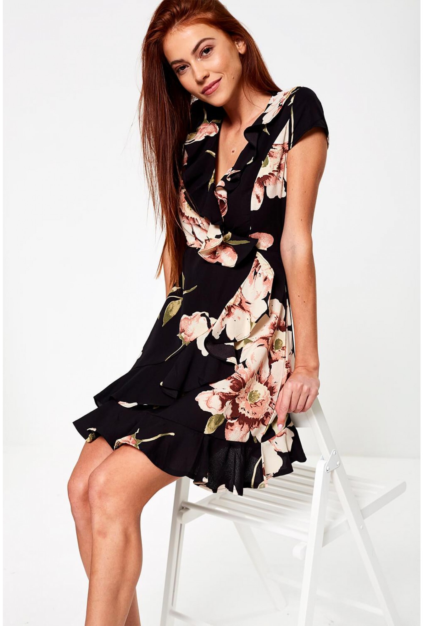 black with floral dress