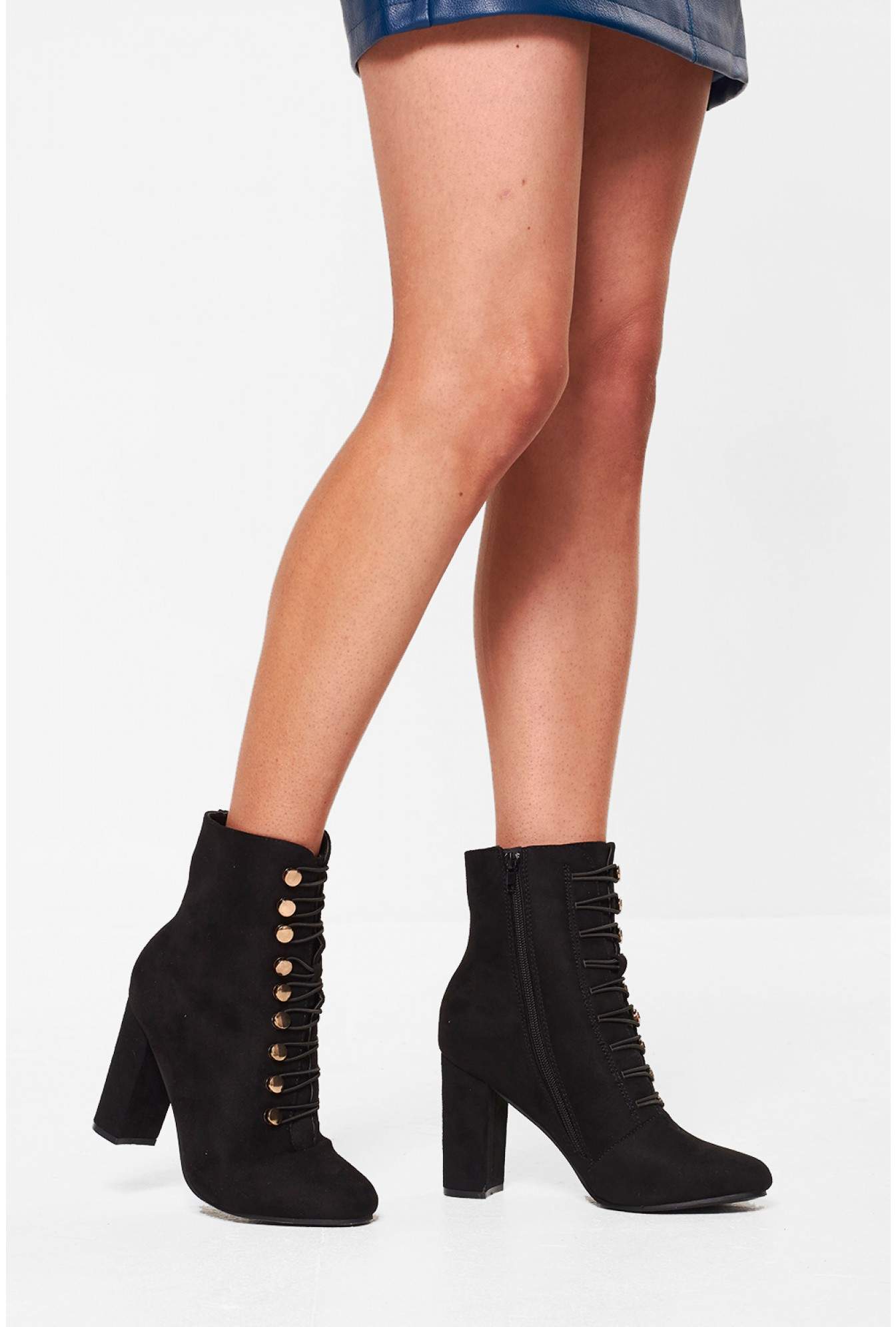 black heeled lace up ankle boots