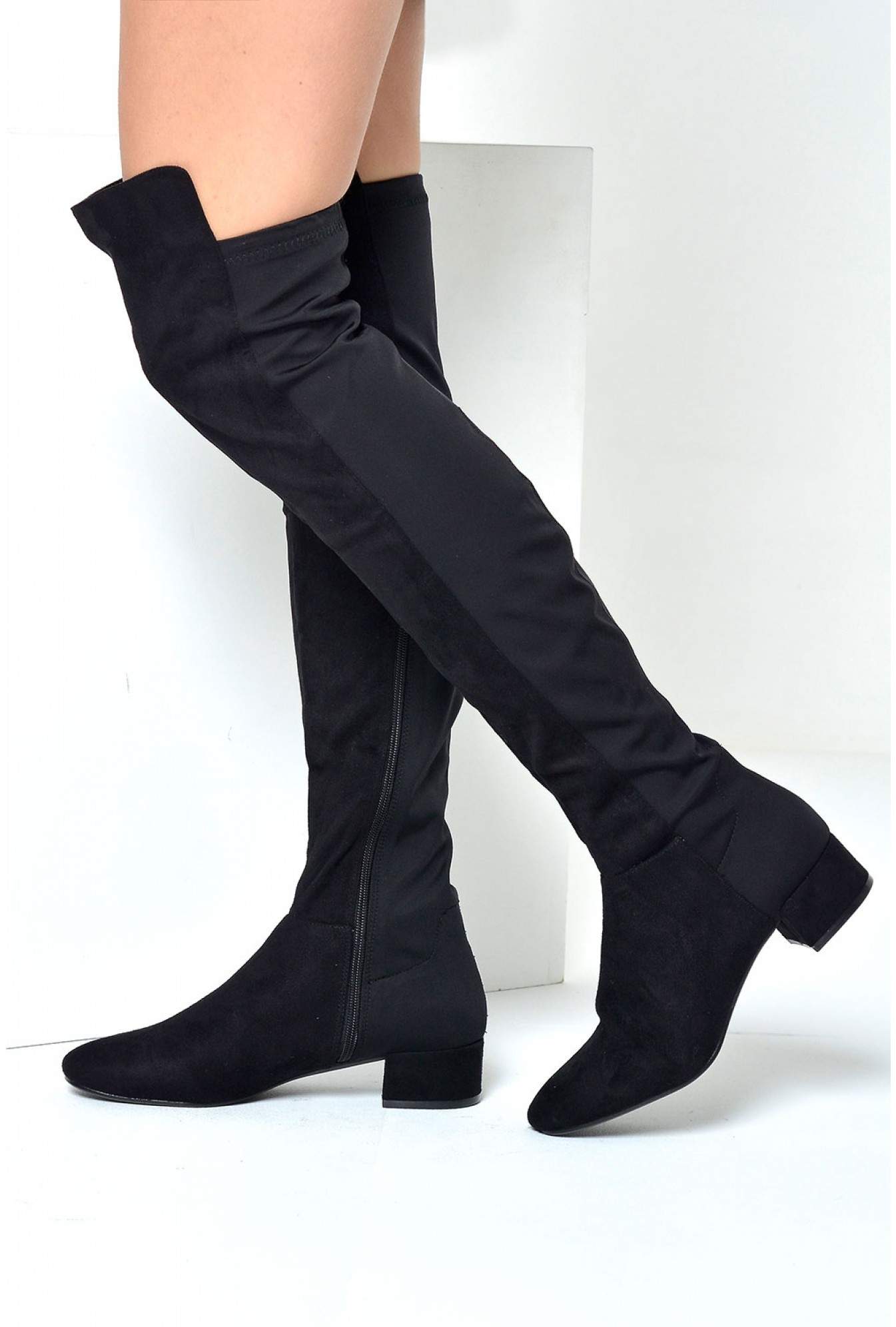 black suede boots no heel