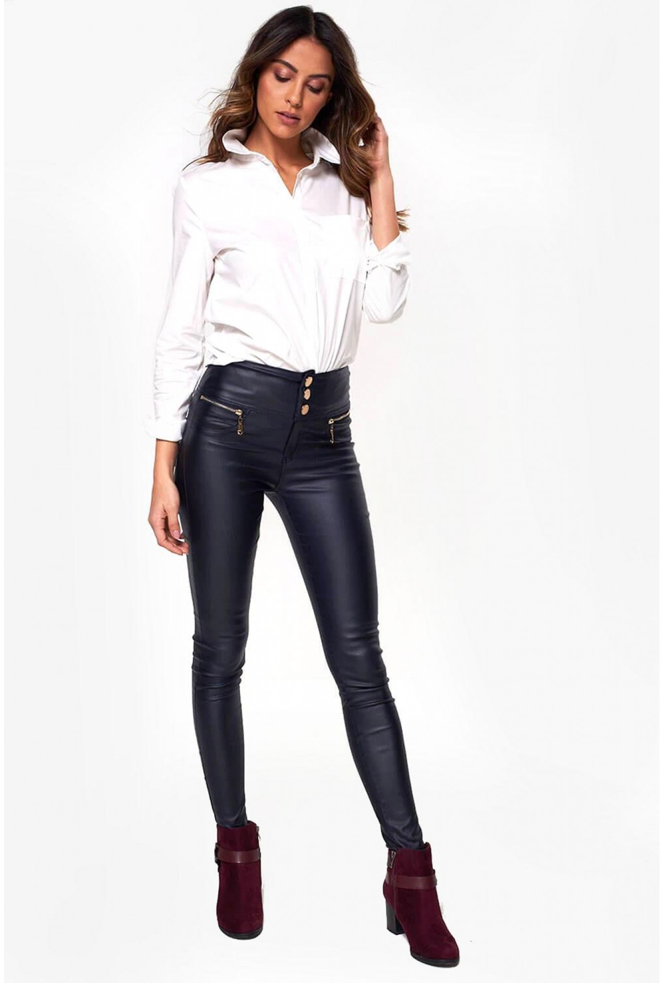 high waisted button trousers