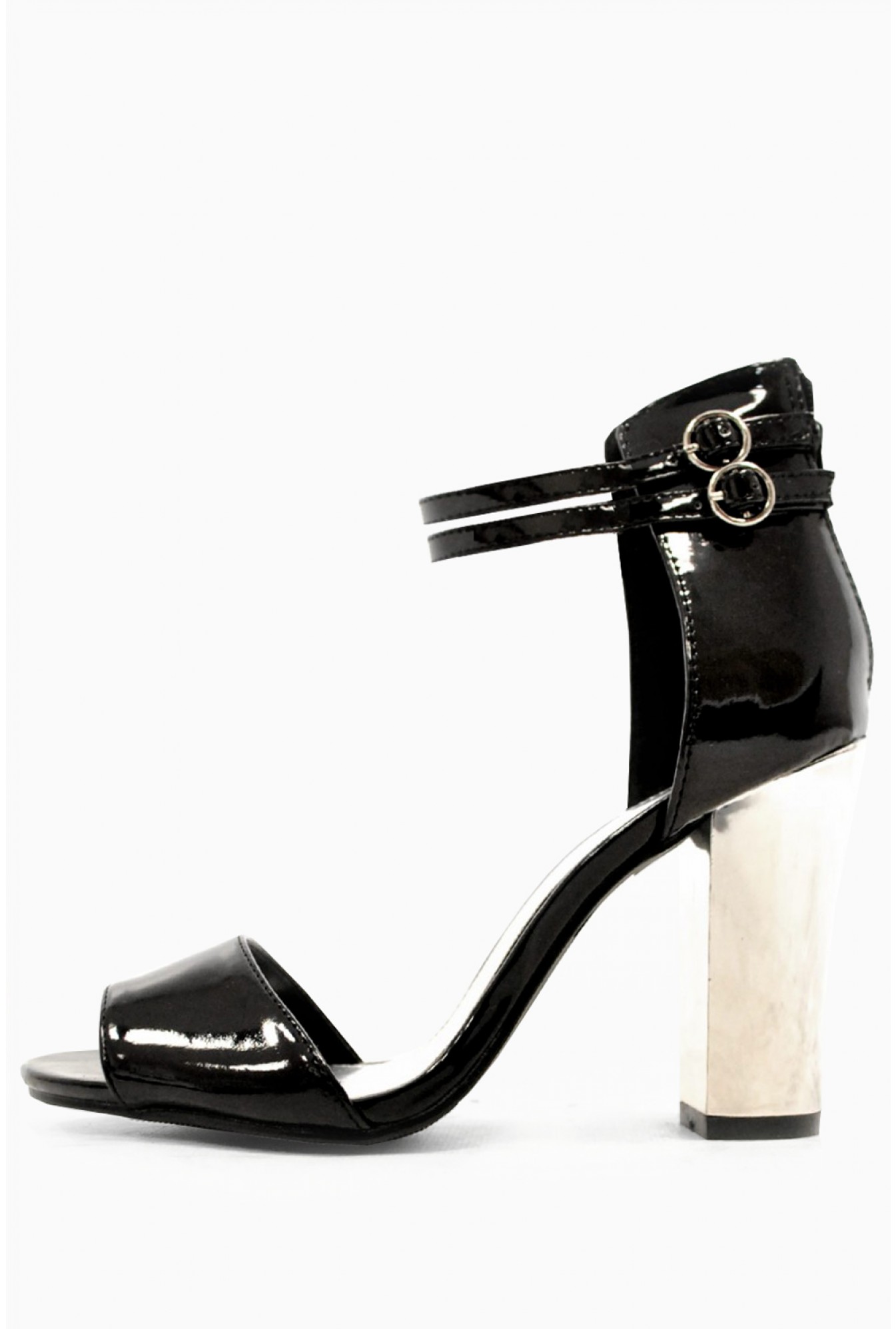247 Paris Chunky Heels Sandals in Black 