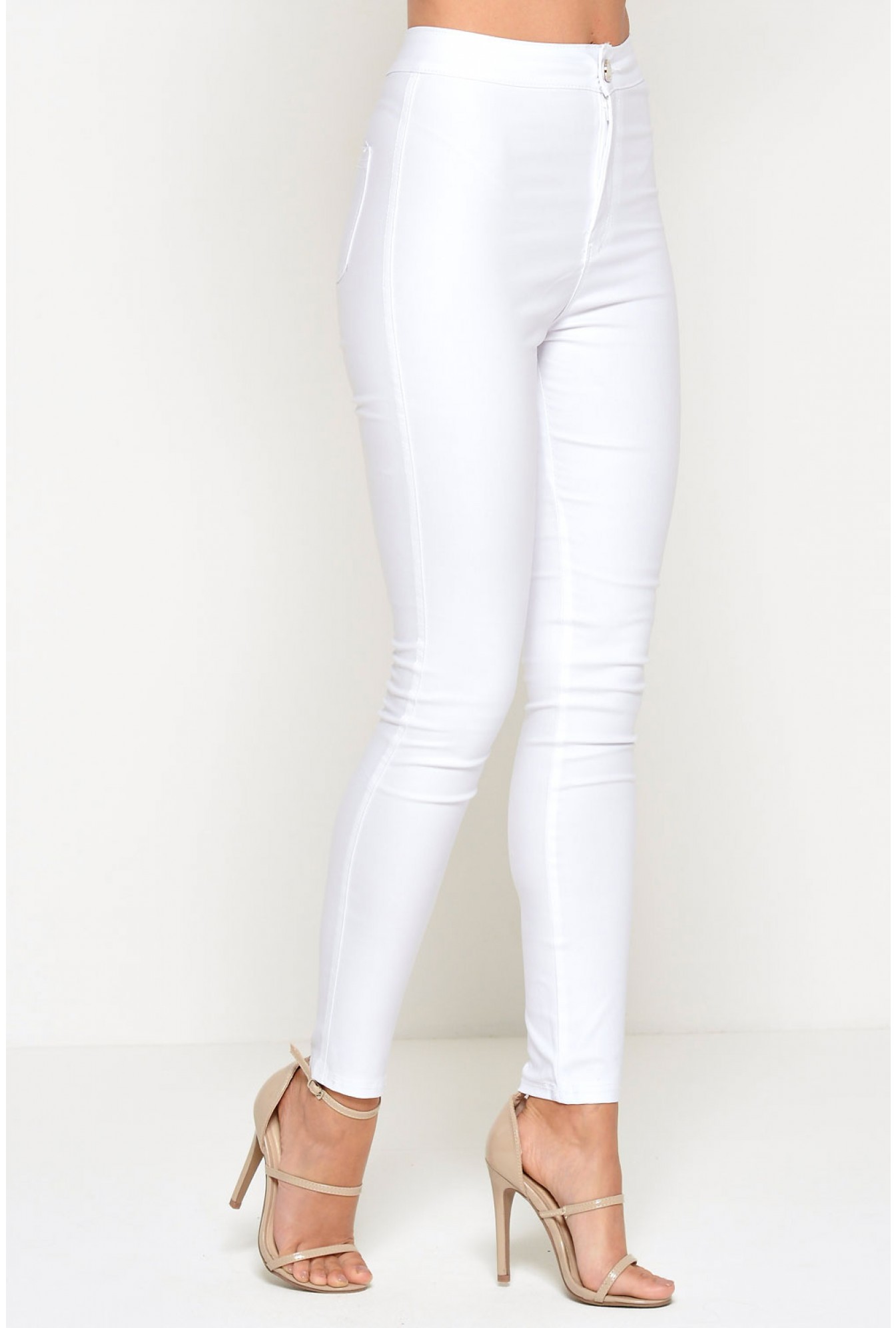 white leather look trousers