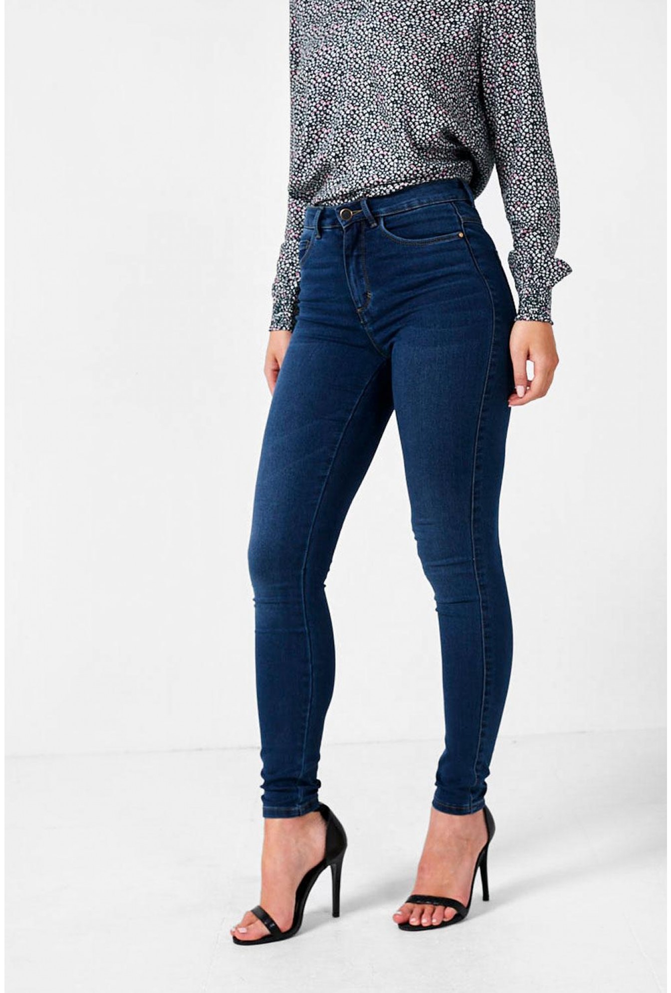 dark denim high waisted jeans
