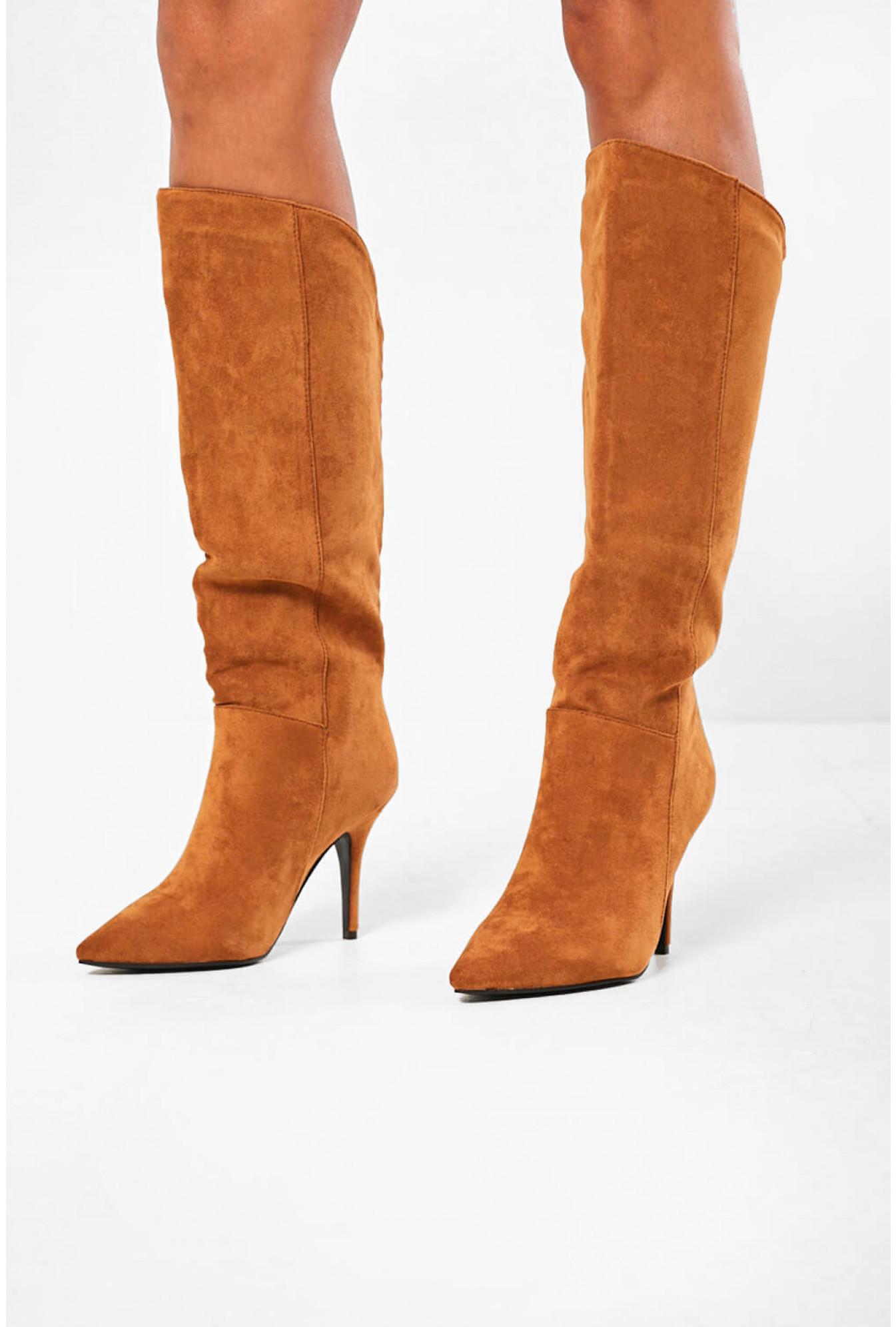camel suede knee high boots