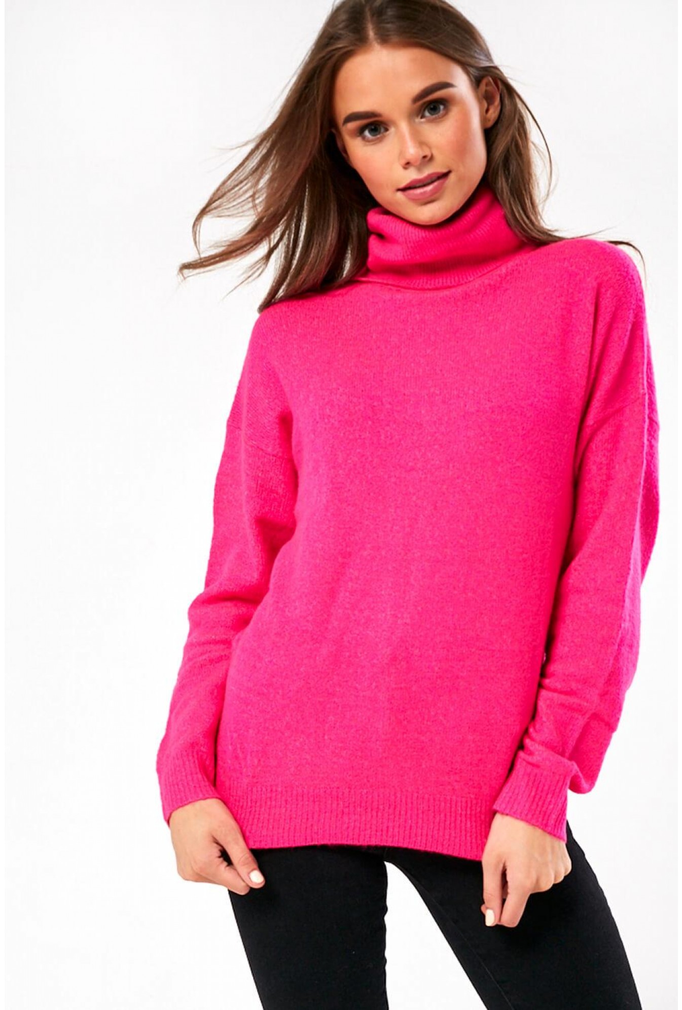 pink high neck jumper