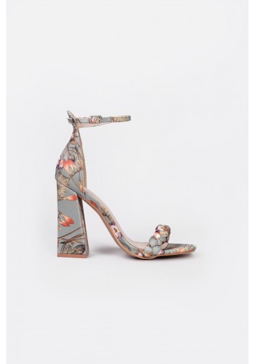 Althea Block Heeled Sandals in Green Floral Print