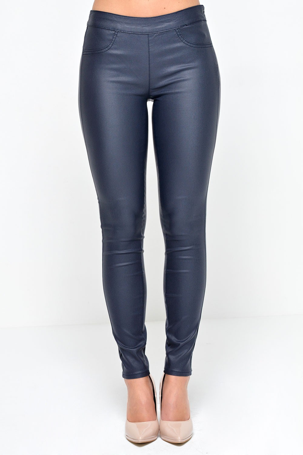 navy coated jeggings
