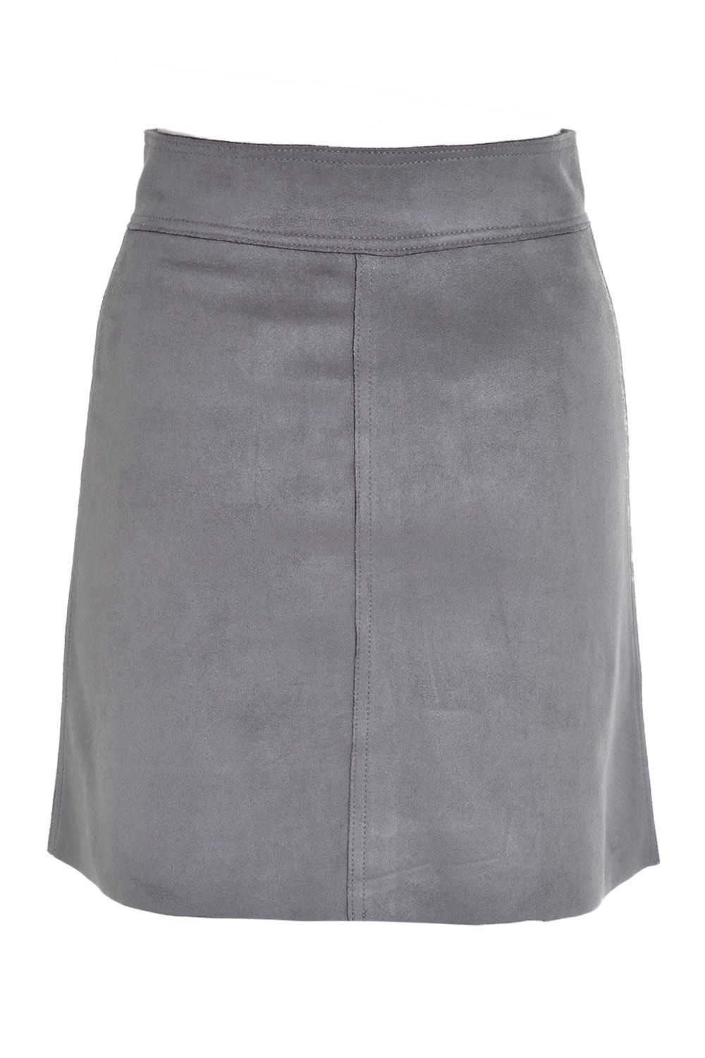 Olivia Bonded Faux Suede Skirt in Grey