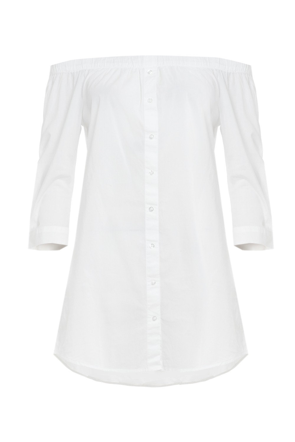 JDY Litzy Tiffany 3/4 Off Shoulder Tunic in White | iCLOTHING