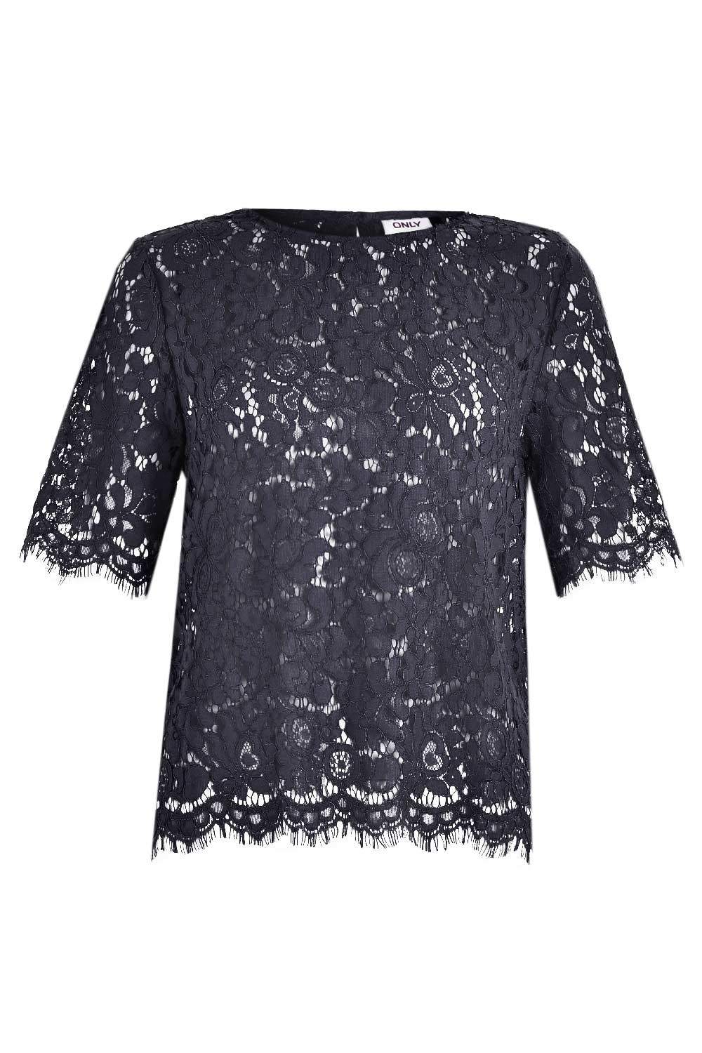 Only Vivian Papla Lace Top in Black | iCLOTHING