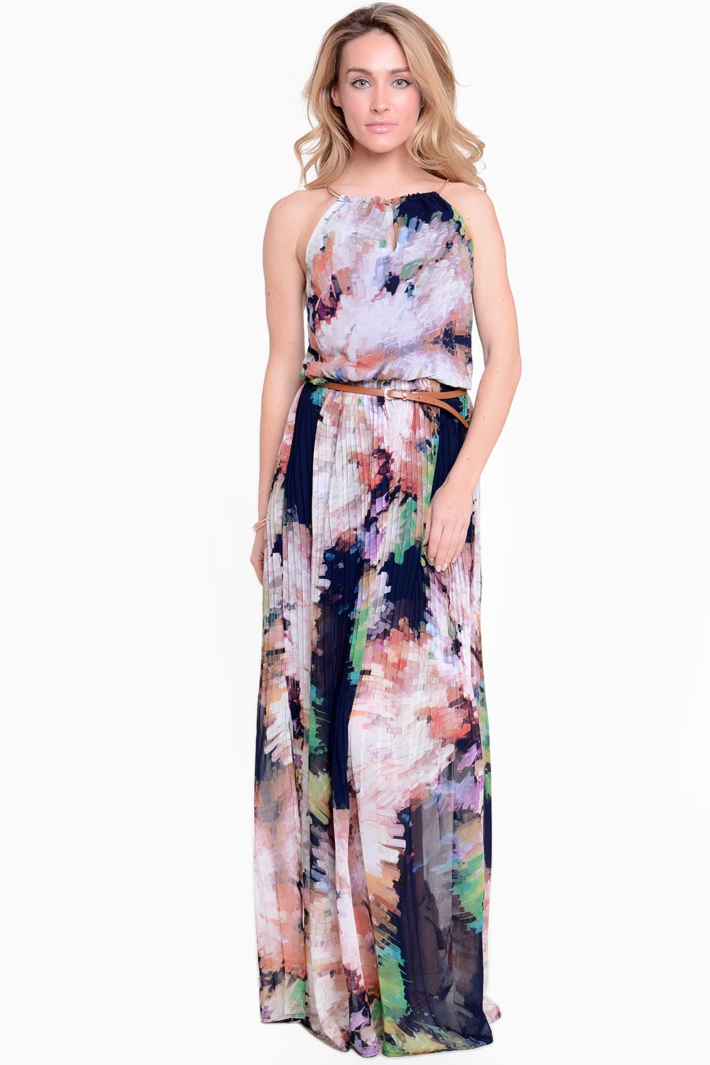 Kiki Floral Pleated Maxi Dress | iCLOTHING