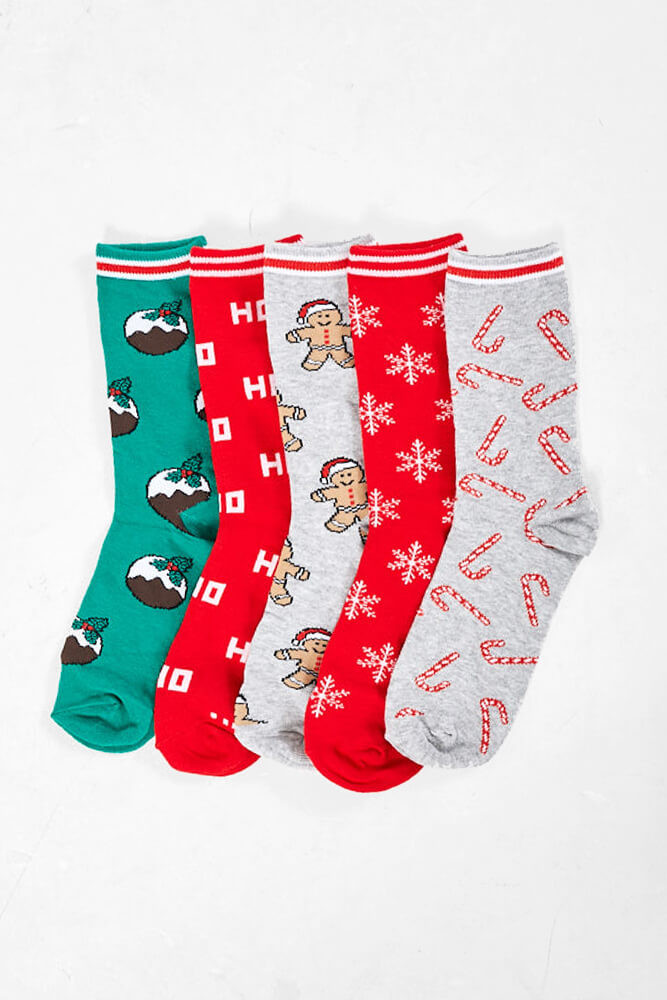Brave Soul 5 Pack Christmas Socks | iCLOTHING