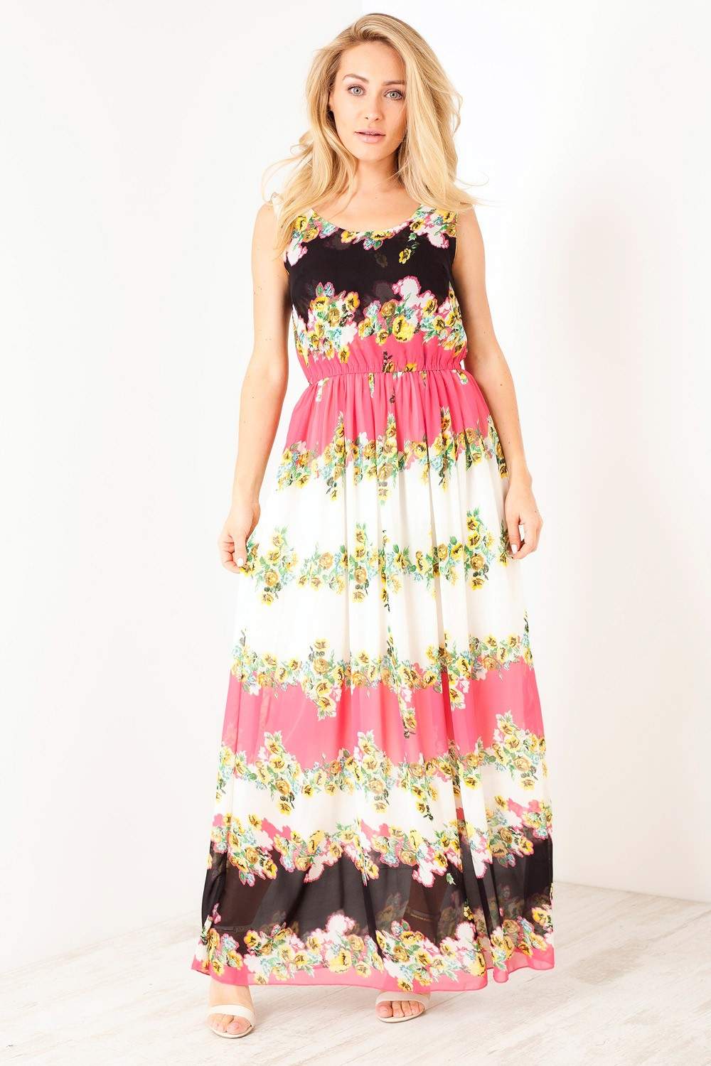 Shikha Zara Floral Chiffon Maxi Dress | iCLOTHING