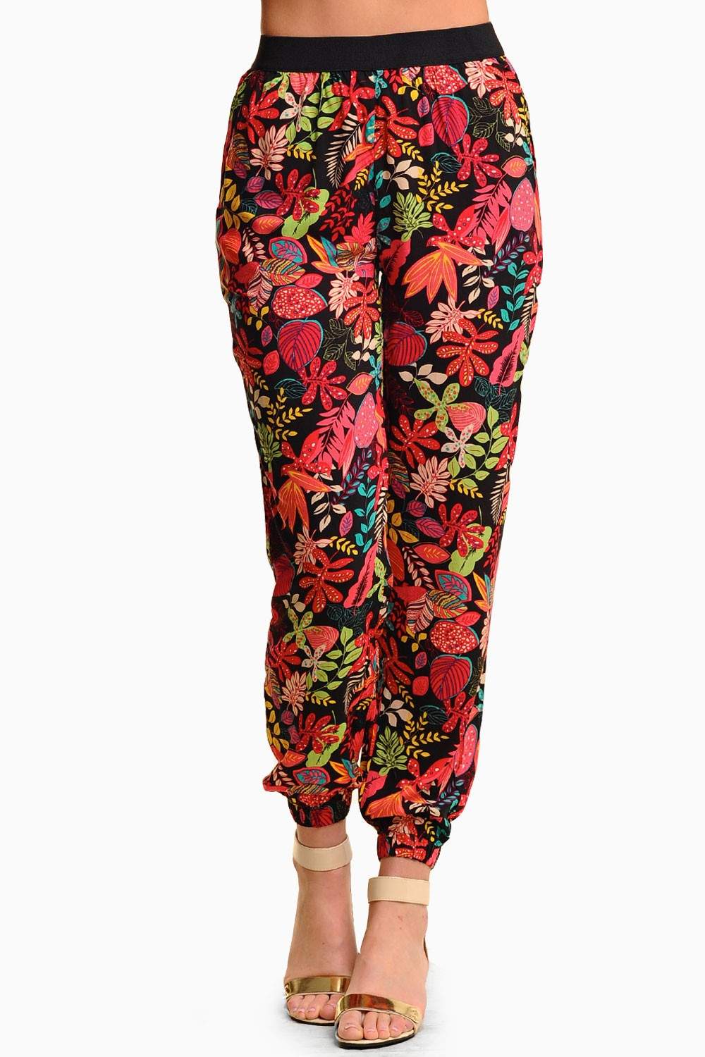 USCO Lucy Tropical Print Harem Pants | iCLOTHING