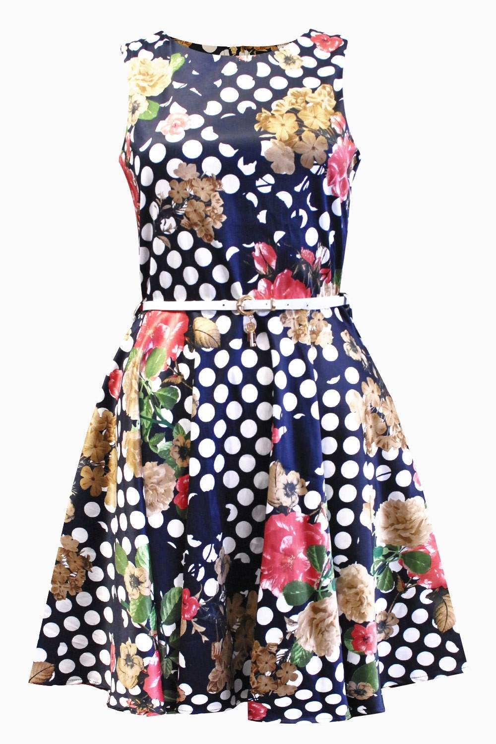 Stella Camie Floral Polka Dot Skater Dress | iCLOTHING