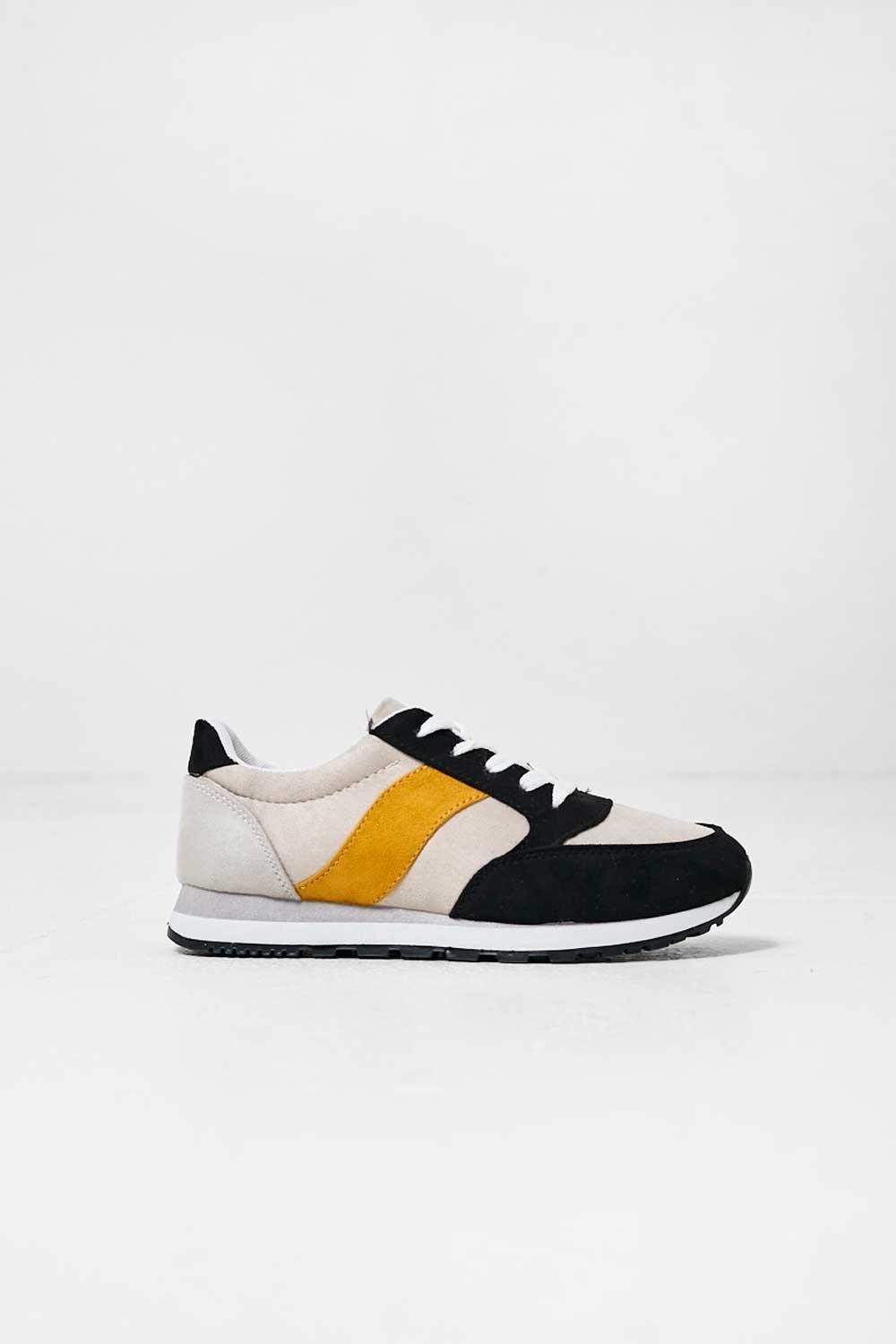 No Doubt Cece Colour Block Trainers in Beige | iCLOTHING