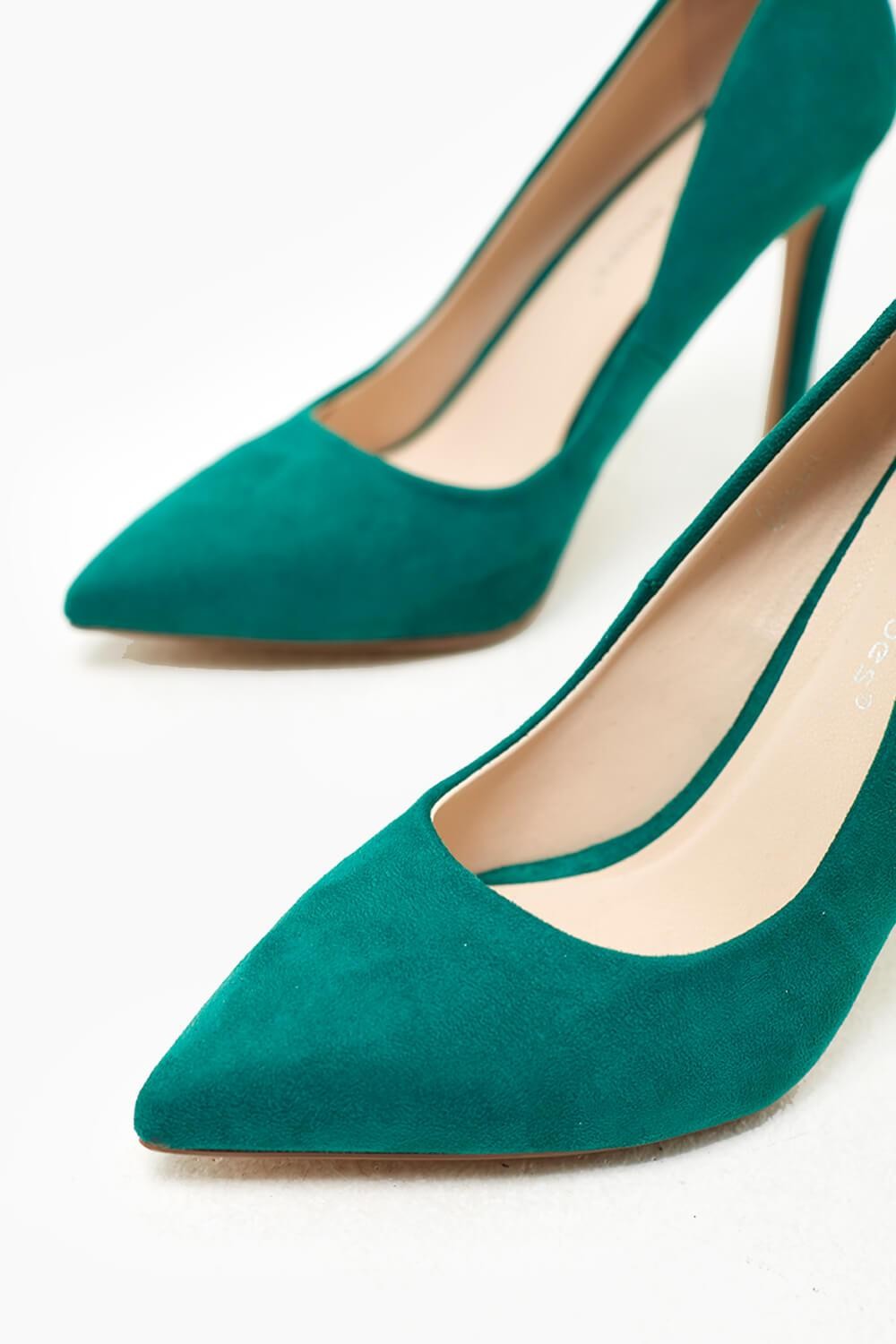 No Doubt Lucille Court Shoe in Green Suede | iCLOTHING