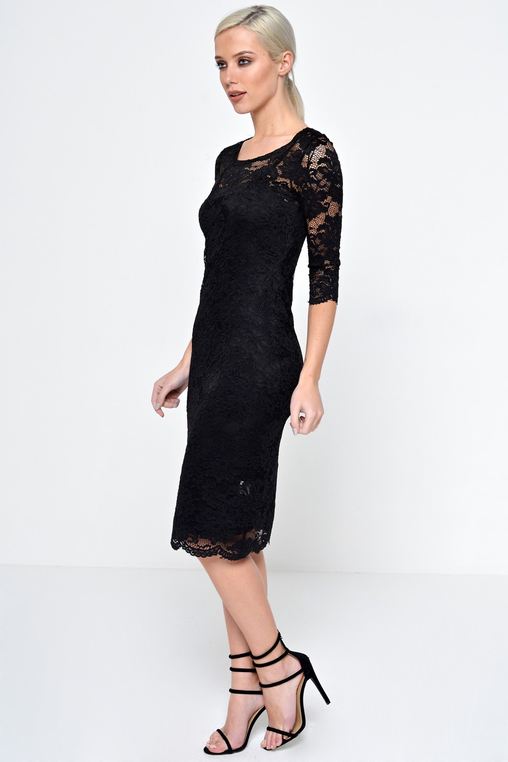 Stella Carina Lace Pencil Dress in Black | iCLOTHING