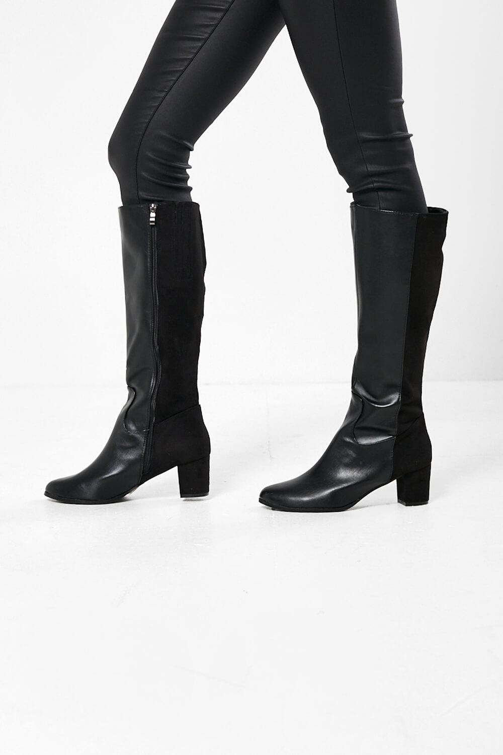Kidderminster Danielle Heeled Knee Boots in Black | iCLOTHING