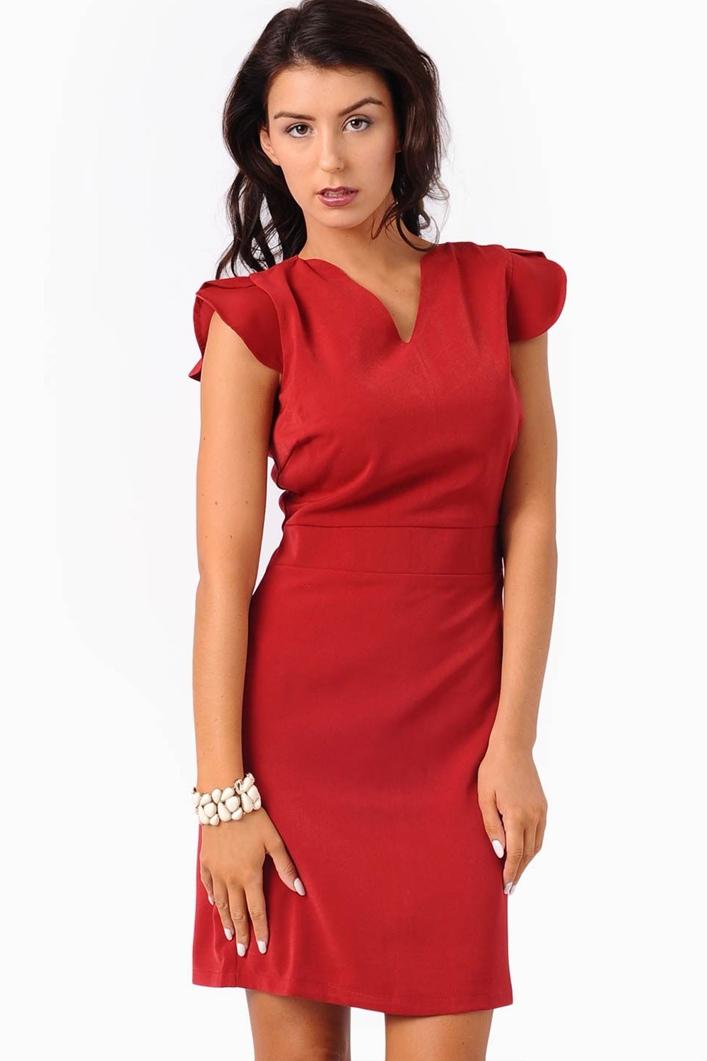 Devon Cap Sleeve Shift Dress in Red | iCLOTHING