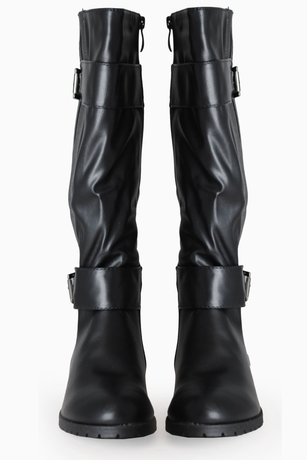 247 Kelly Buckled Knee High Boots in Black | iCLOTHING