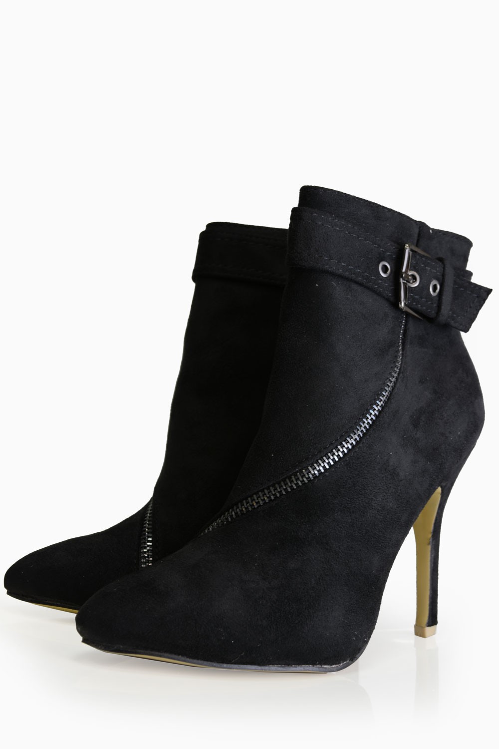 Sole City Jade Zip Pointed Ankle Boots in Black | iCLOTHING