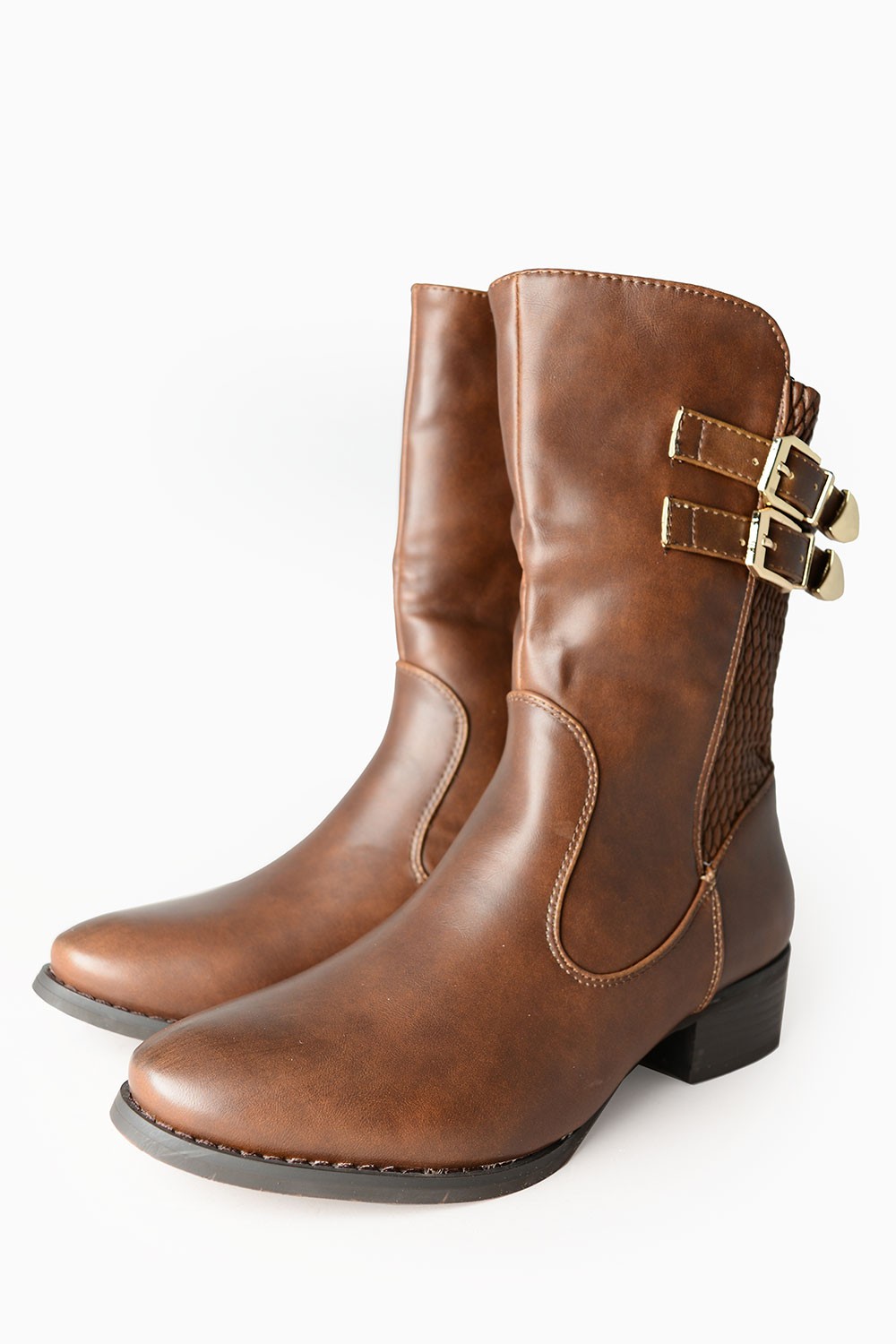 Sole City Liesl Buckle Ankle Boots in Brown | iCLOTHING