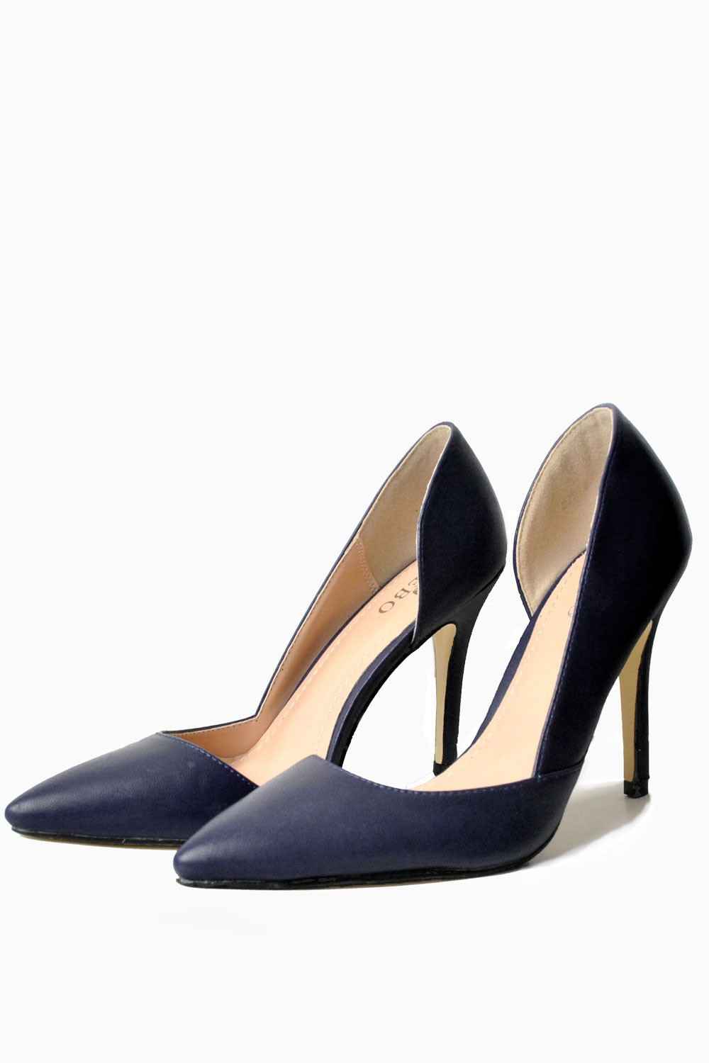 Pointed Court Shoes in Navy 