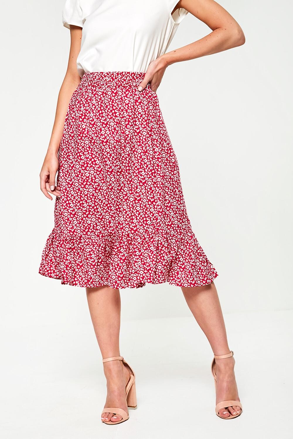 Jdy Floral Print Midi Skirt In Pink Iclothing 9975