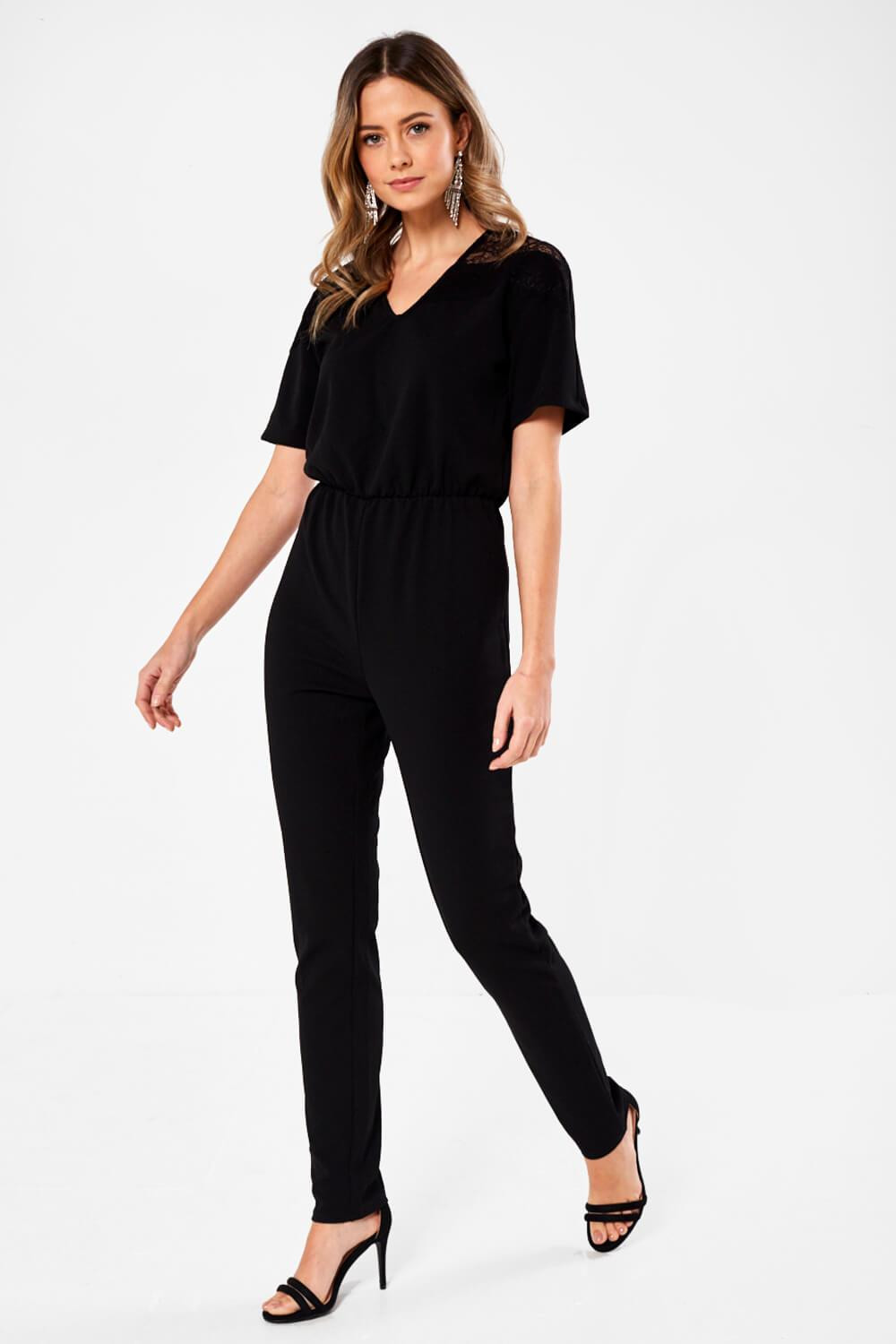 JDY Kappa Short Sleeve Jumpsuit in Black | iCLOTHING