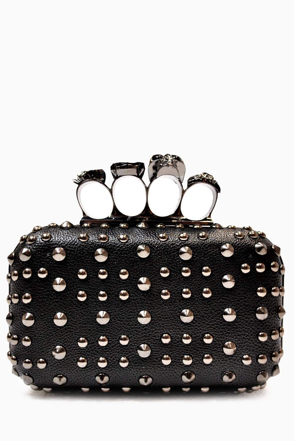 Tiffany Black Skull Knuckle Ring Clutch Bag | iCLOTHING
