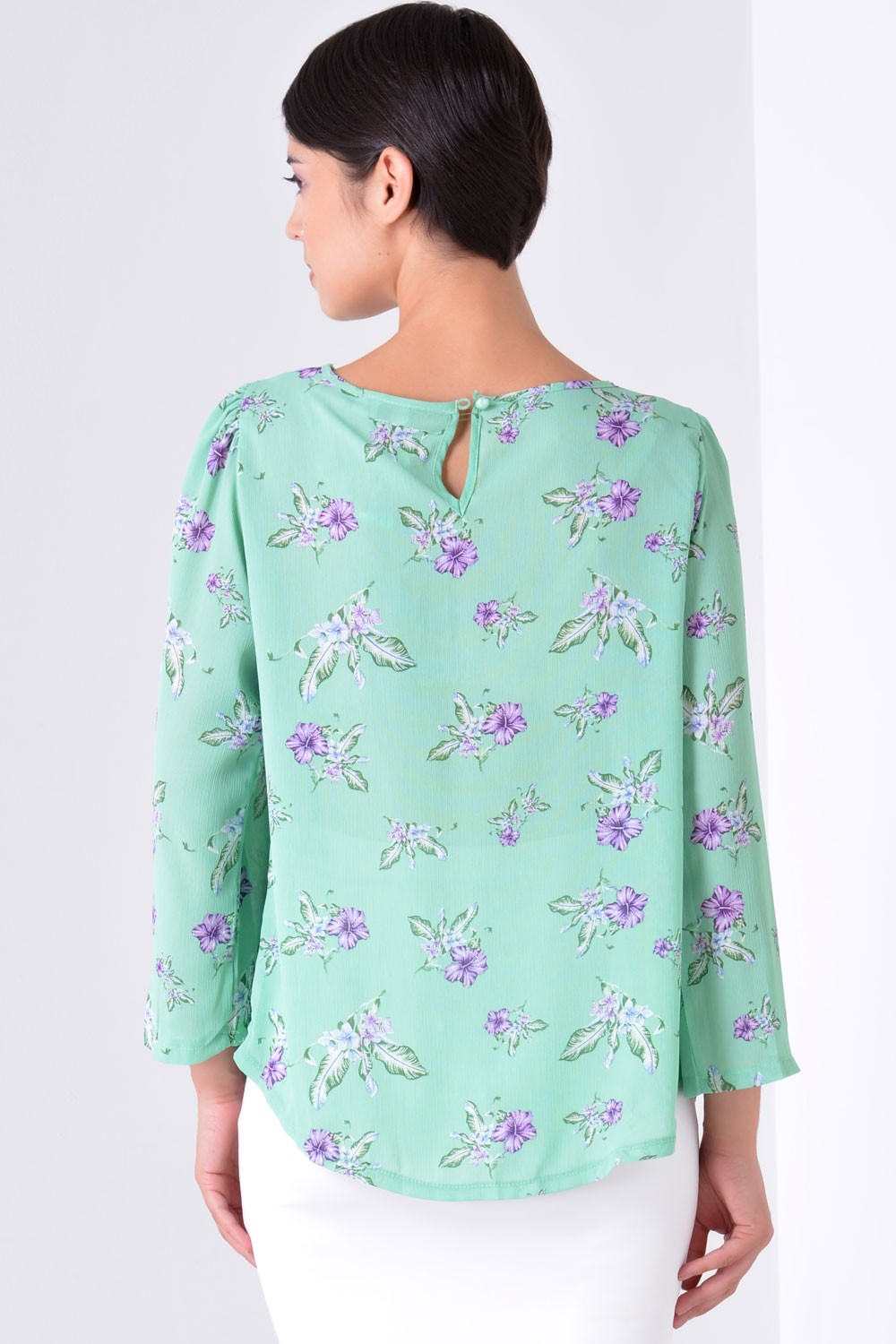 Marc Angelo Christy Chiffon Floral Top in Mint | iCLOTHING