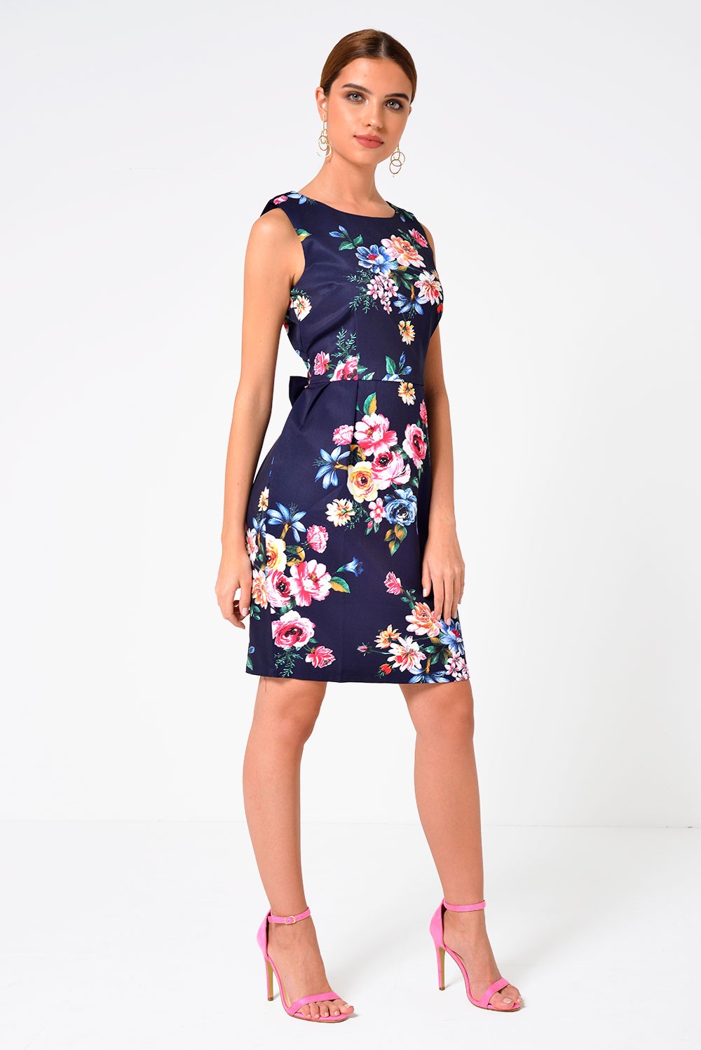 Marc Angelo Ava Floral Print Dress in Navy | iCLOTHING