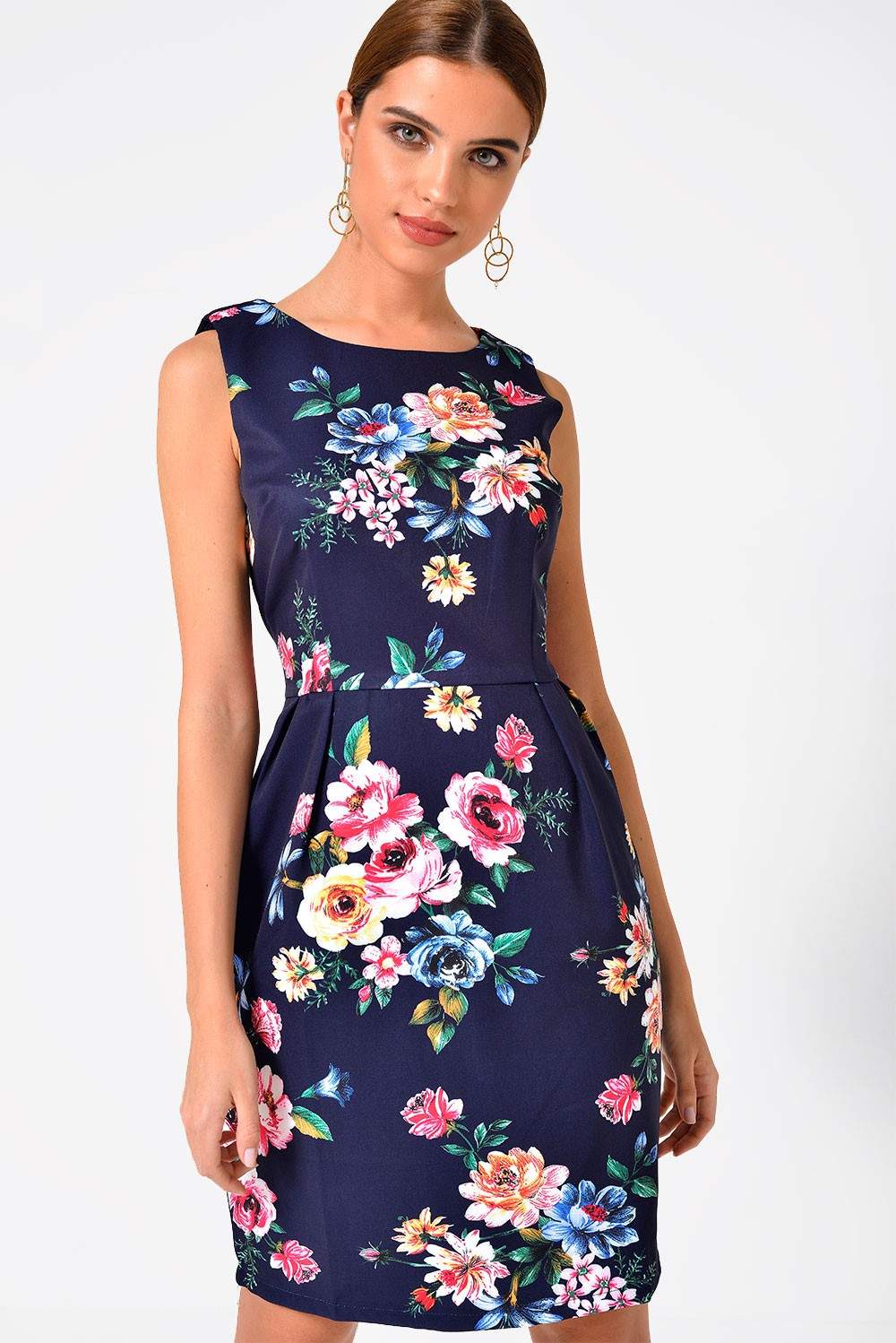 Marc Angelo Ava Floral Print Dress in Navy | iCLOTHING