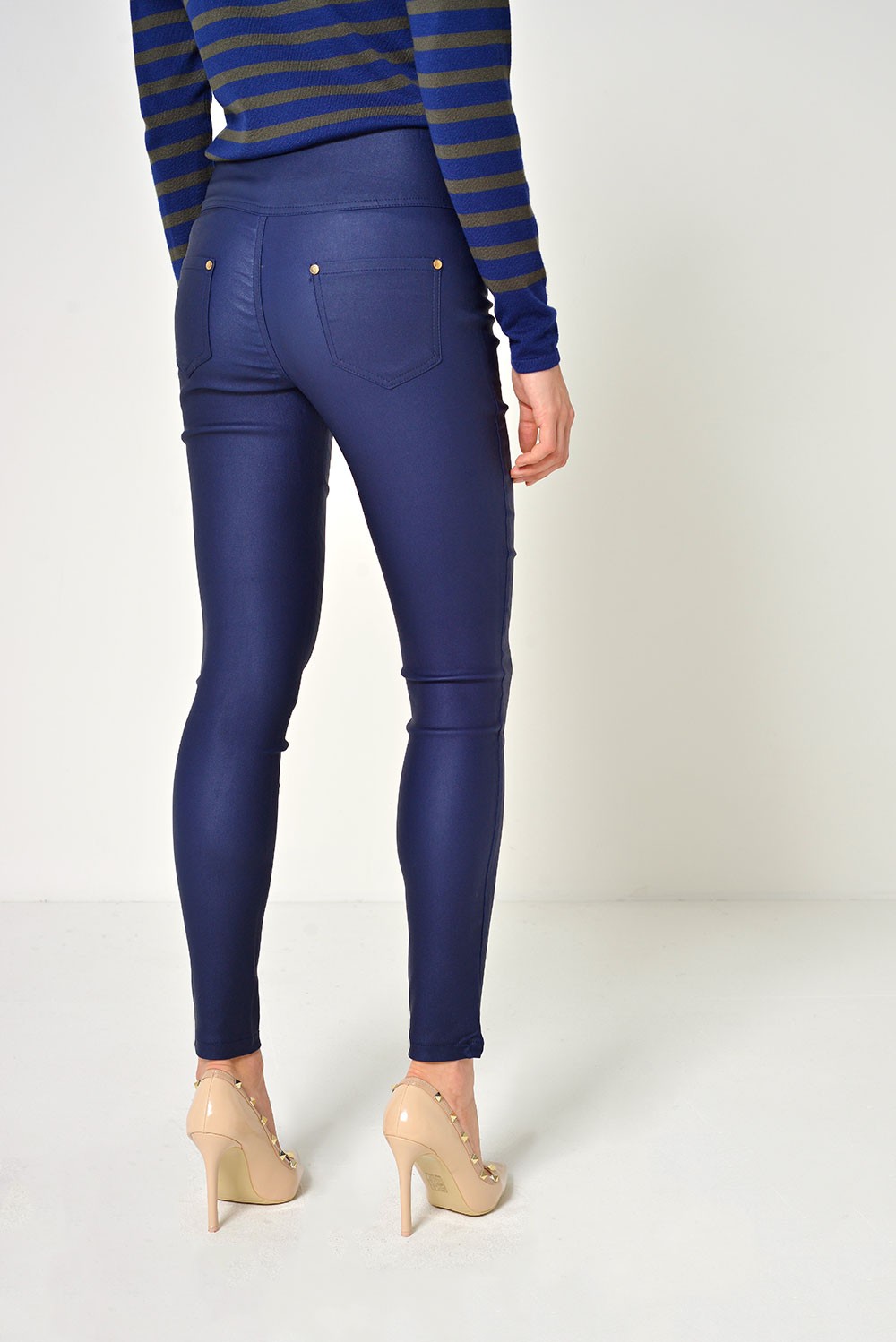 navy coated jeans