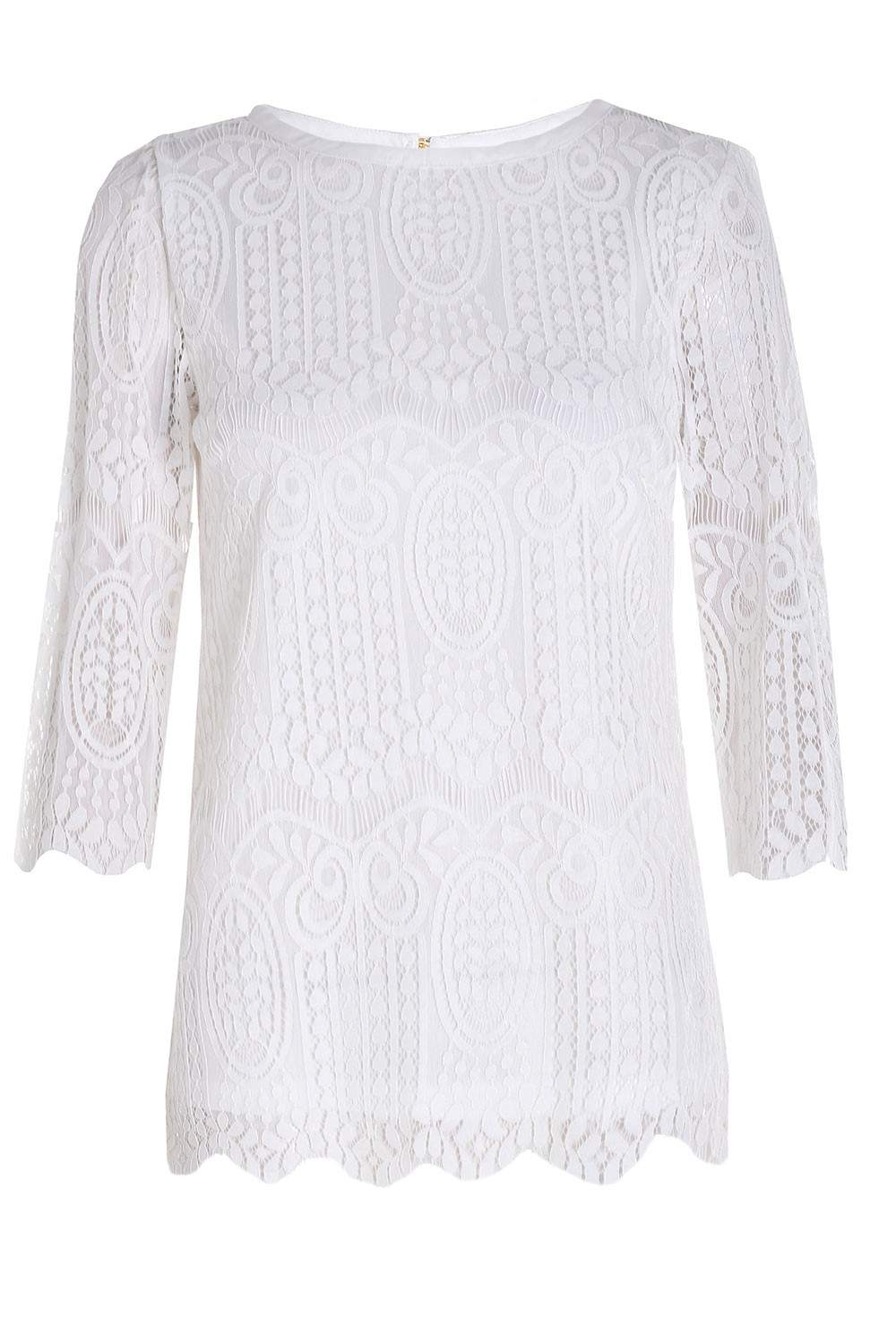 Marc Angelo Kendra Lace 3/4 Sleeve Top in Cream | iCLOTHING