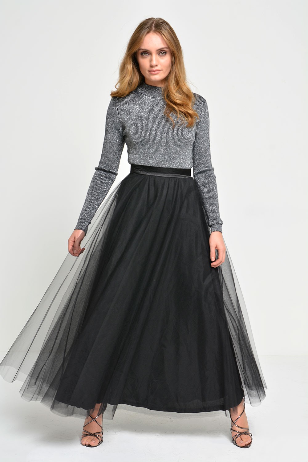 Black Pleated Skirt Sexy Midi Tulle Skirt High Waist Full Lining Adult My Xxx Hot Girl 3212